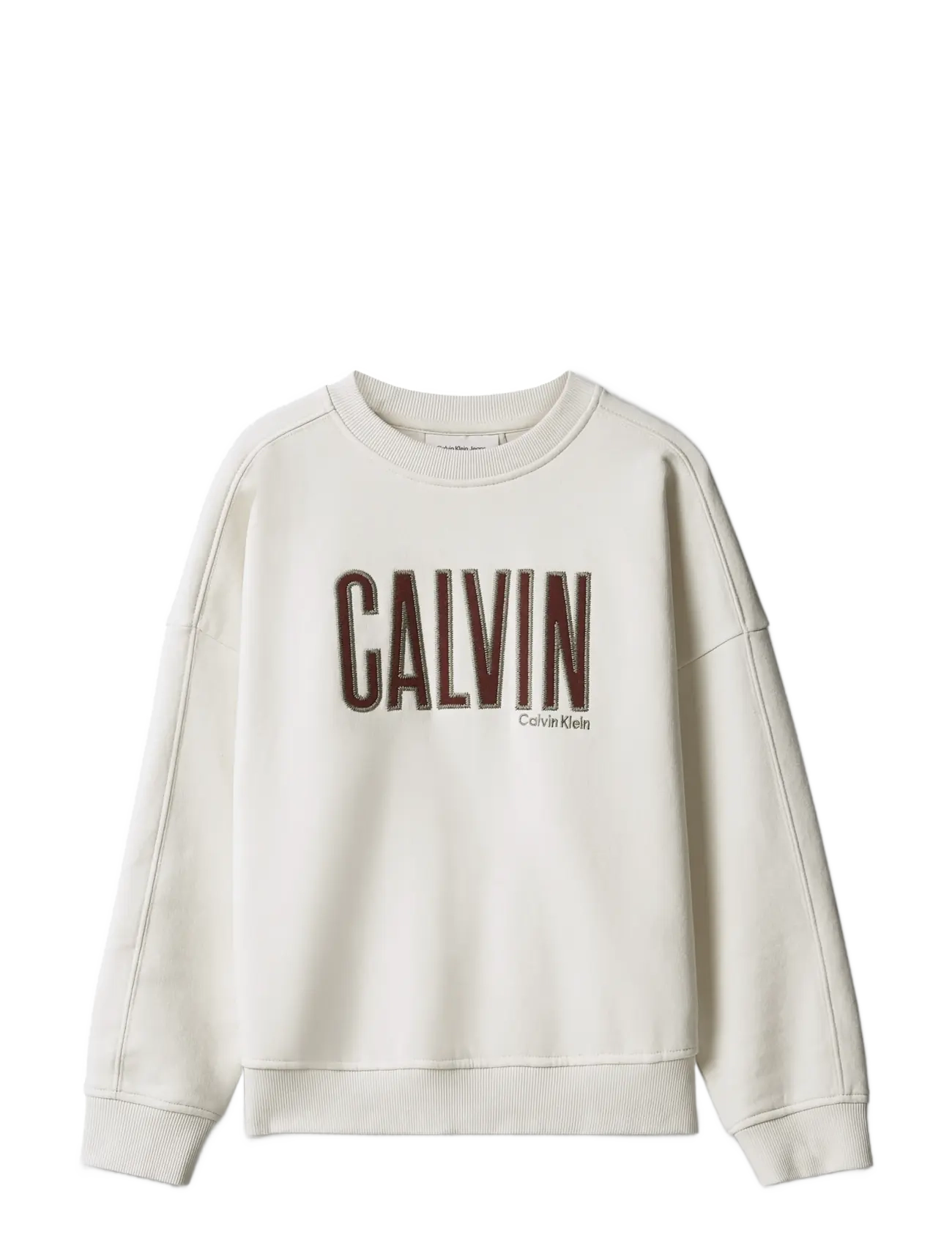 Calvin Klein CALVIN APPLIQUE CN SWEATSHIRT - Back to school - TURTLEDOVE / cream