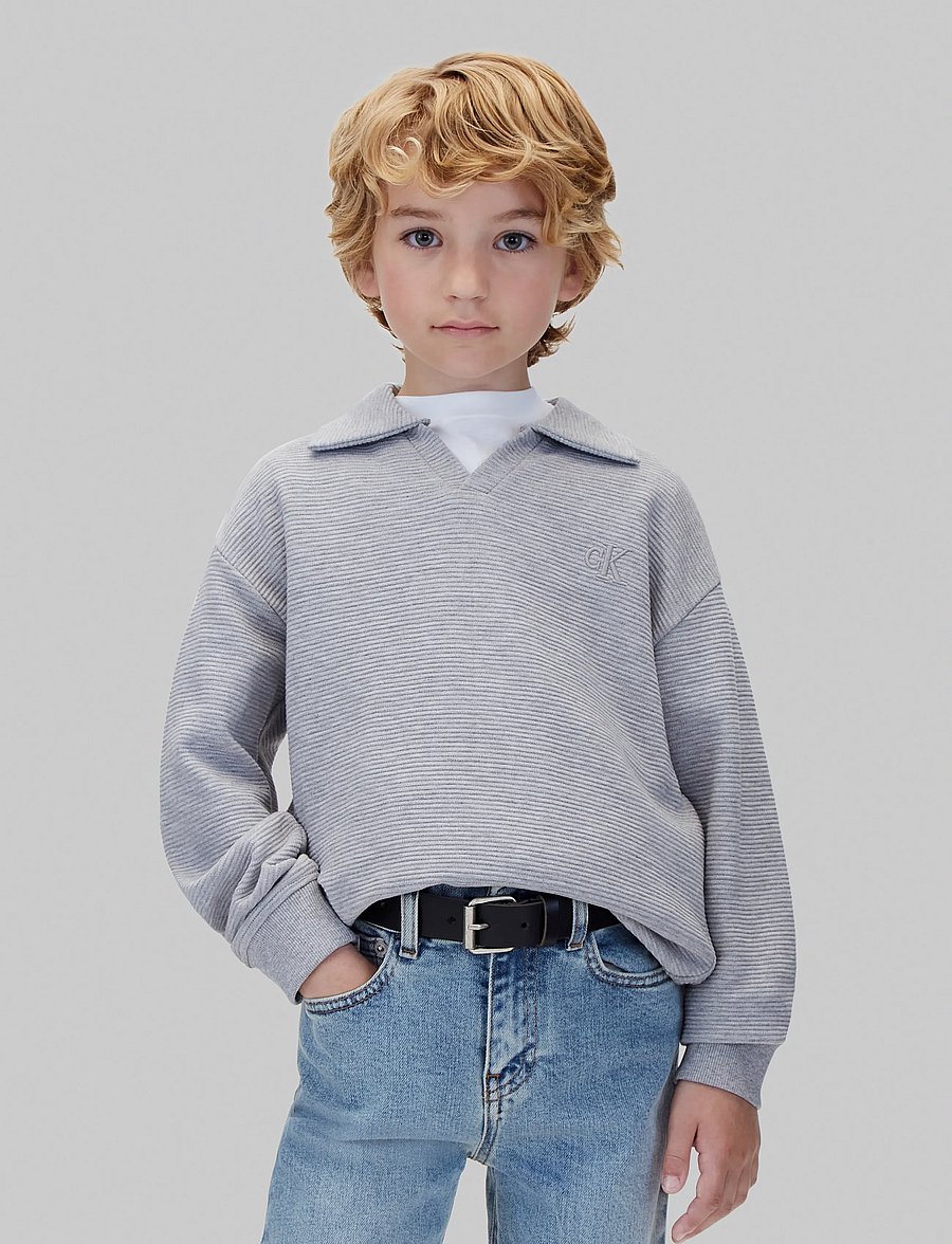Calvin Klein - CK OTTOMAN RUGBY SWEATSHIRT - sweatshirts - medium grey heather - 0