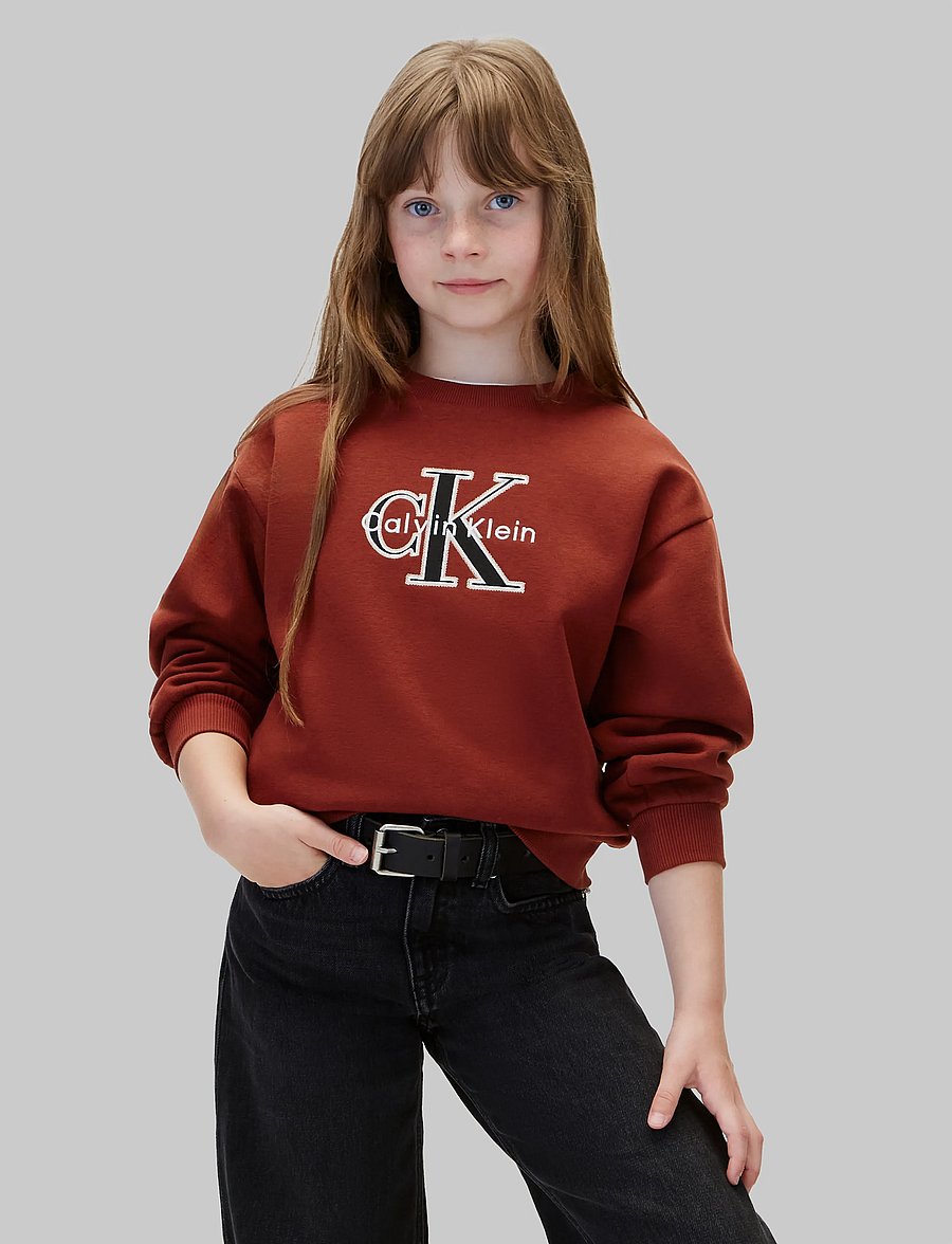 Calvin Klein - SEASONAL MONOLOGO CN SWEATSHIRT - dressipluusid - fired brick - 0