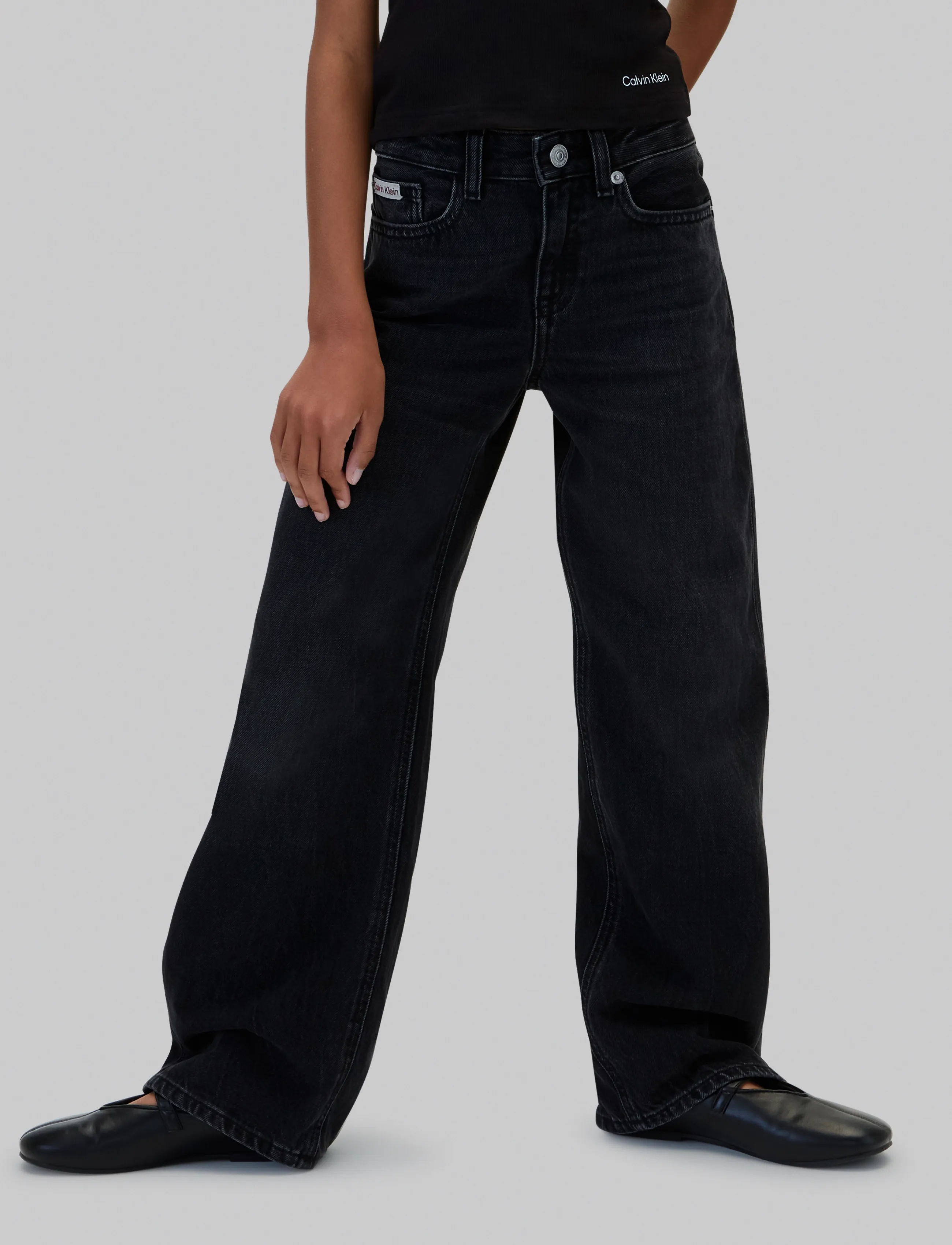 Calvin Klein - HR WIDE LEG DENIM BLACK - hosen mit weitem bein - denim black - 3