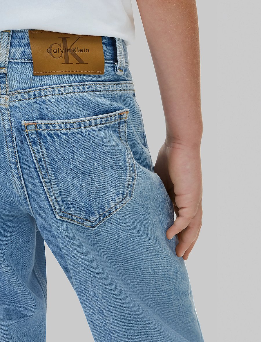 Calvin Klein - HR BARREL LEG STONE MID BLUE - hosen mit weitem bein - stone mid blue wash - 2