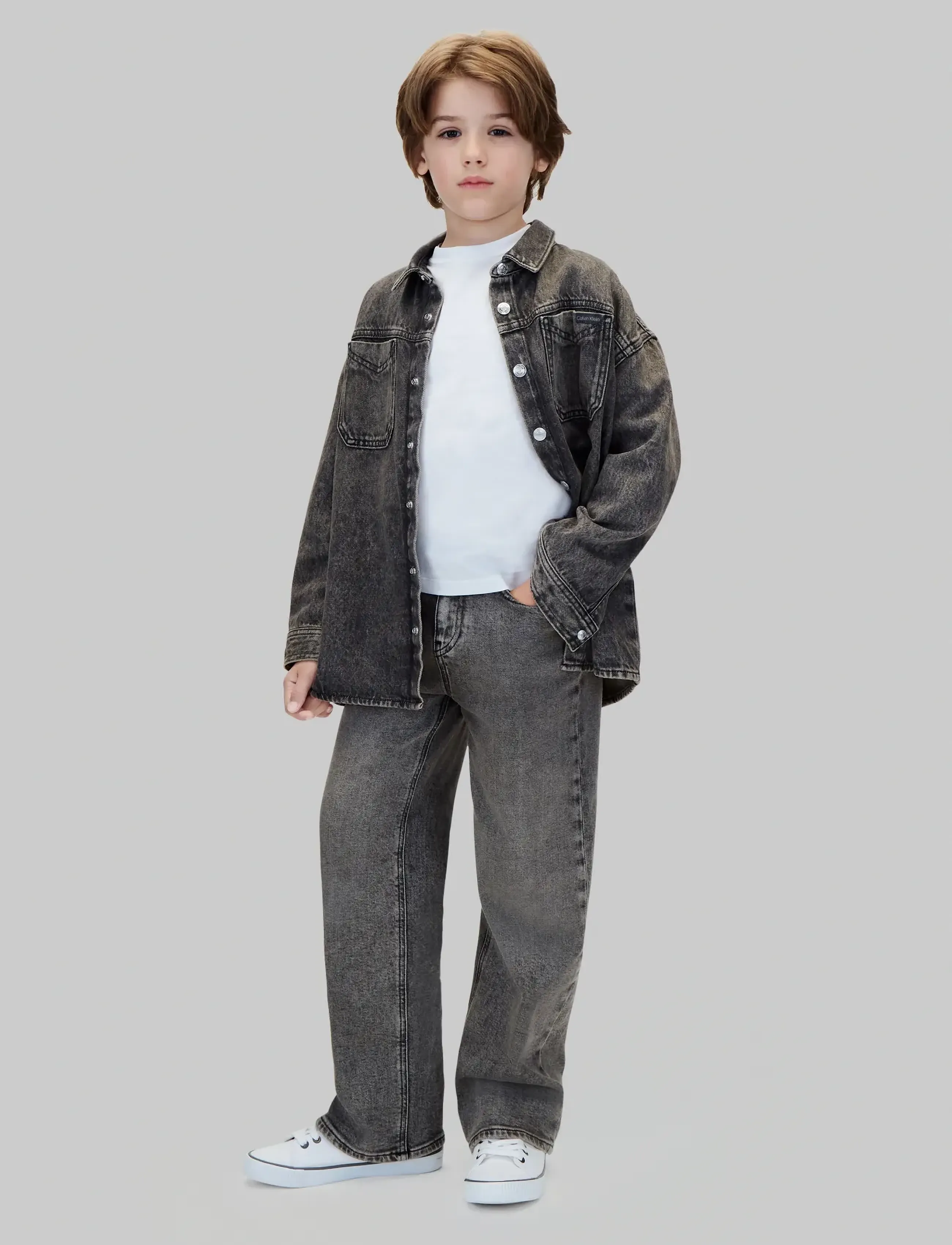 Calvin Klein - DENIM OVERSHIRT ONYX BLACK - denim jackets - onyx black - 0