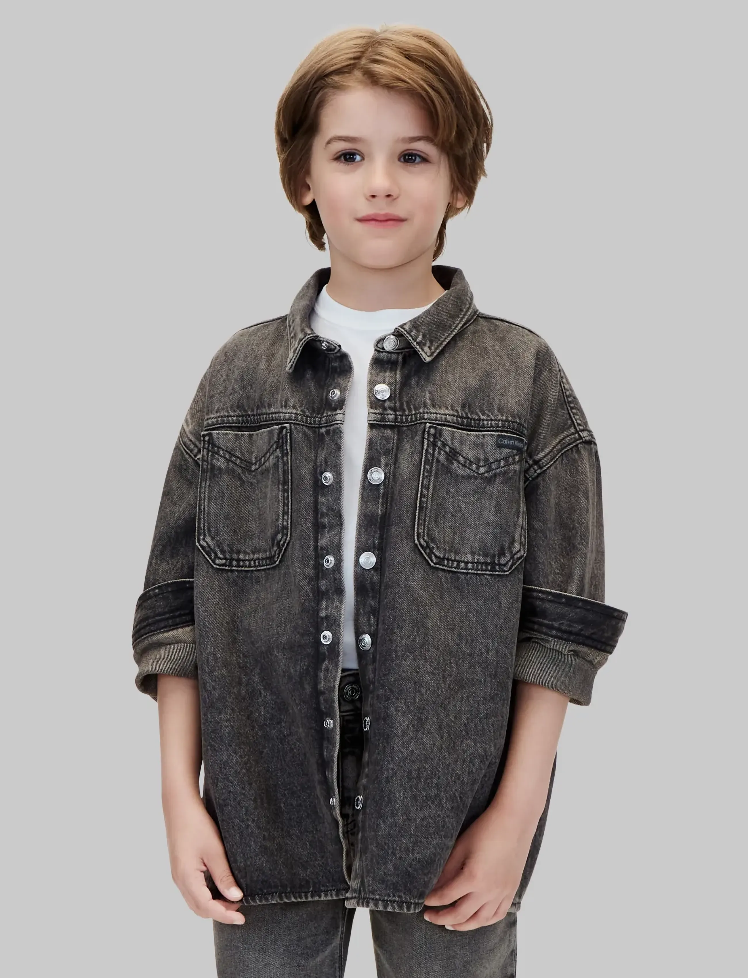 Calvin Klein - DENIM OVERSHIRT ONYX BLACK - denim jackets - onyx black - 3