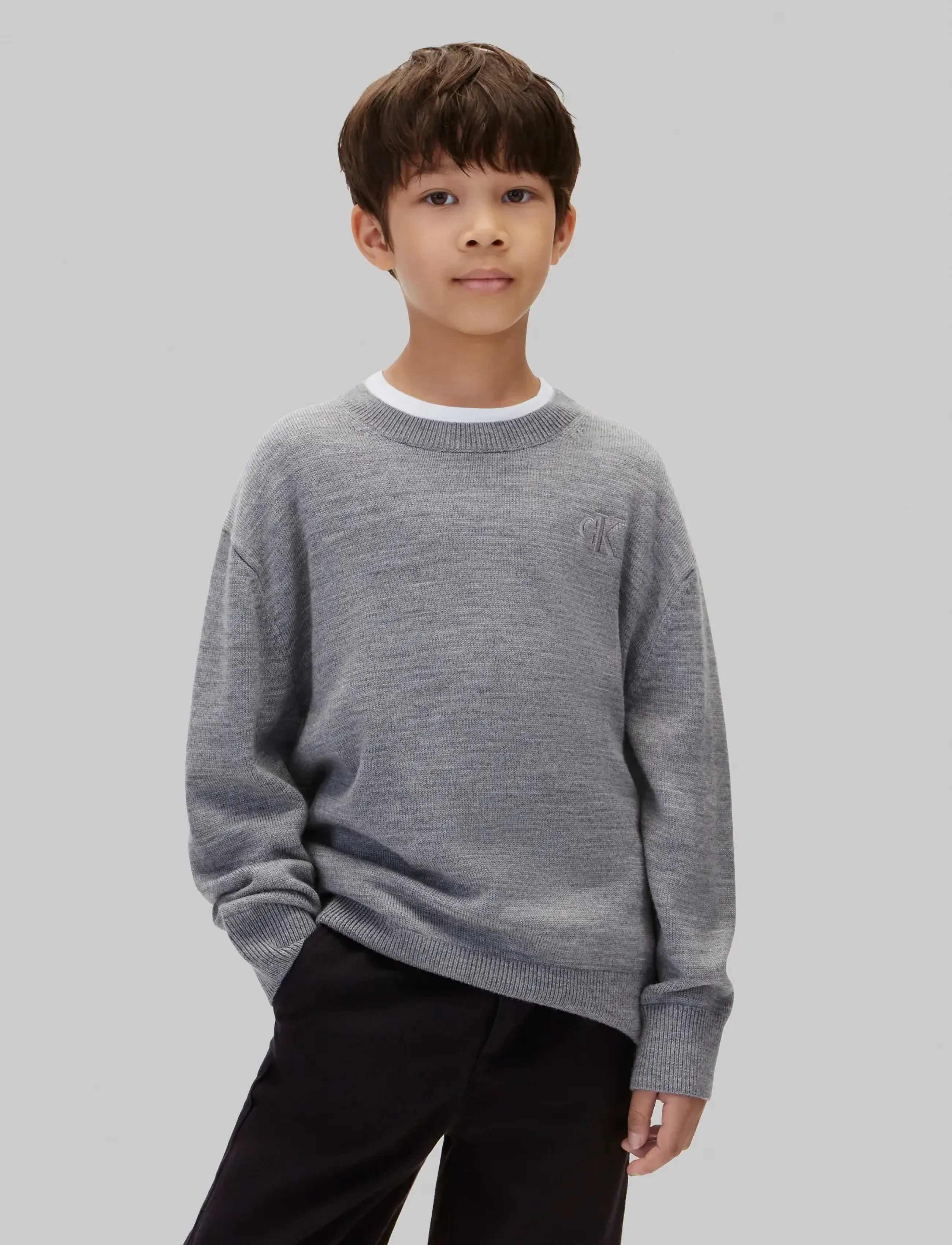 Calvin Klein CK MERINO OVERSIZED SWEATER - Knitwear - MEDIUM GREY HEATHER / grey