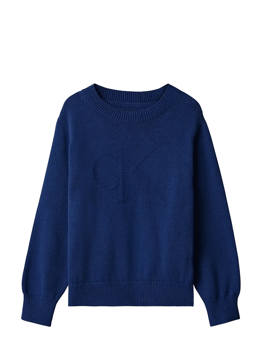 Calvin Klein - CK LOGO INTARSIA SWEATER - jumpers - estate blue - 1