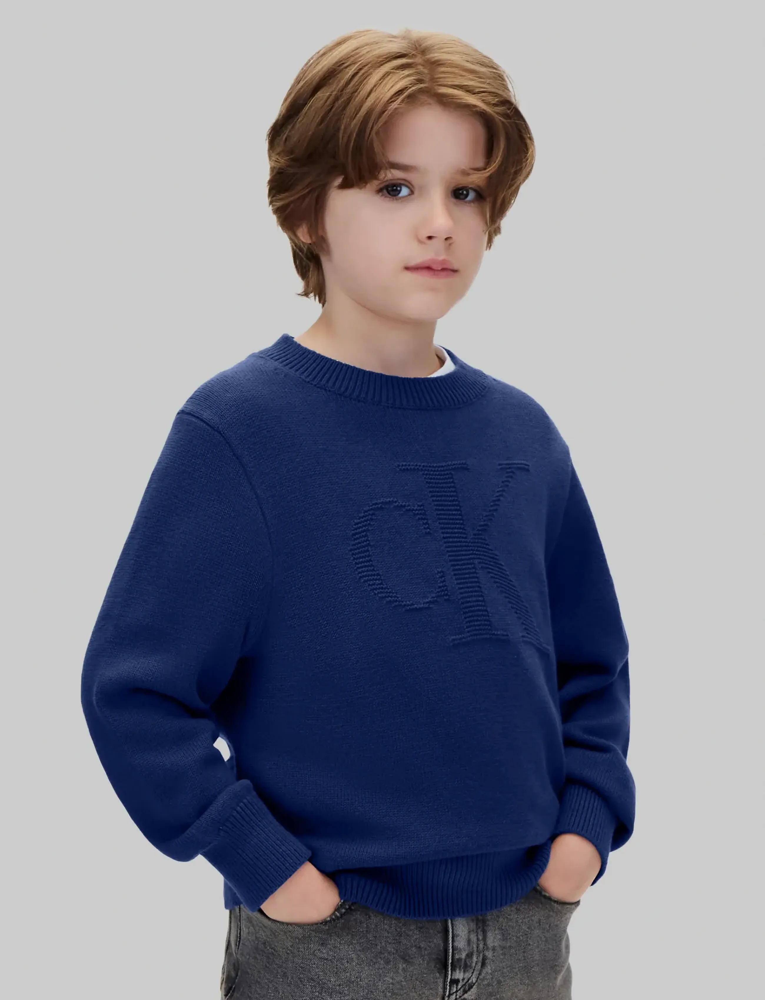 Calvin Klein - CK LOGO INTARSIA SWEATER - efterårstøj - estate blue - 3
