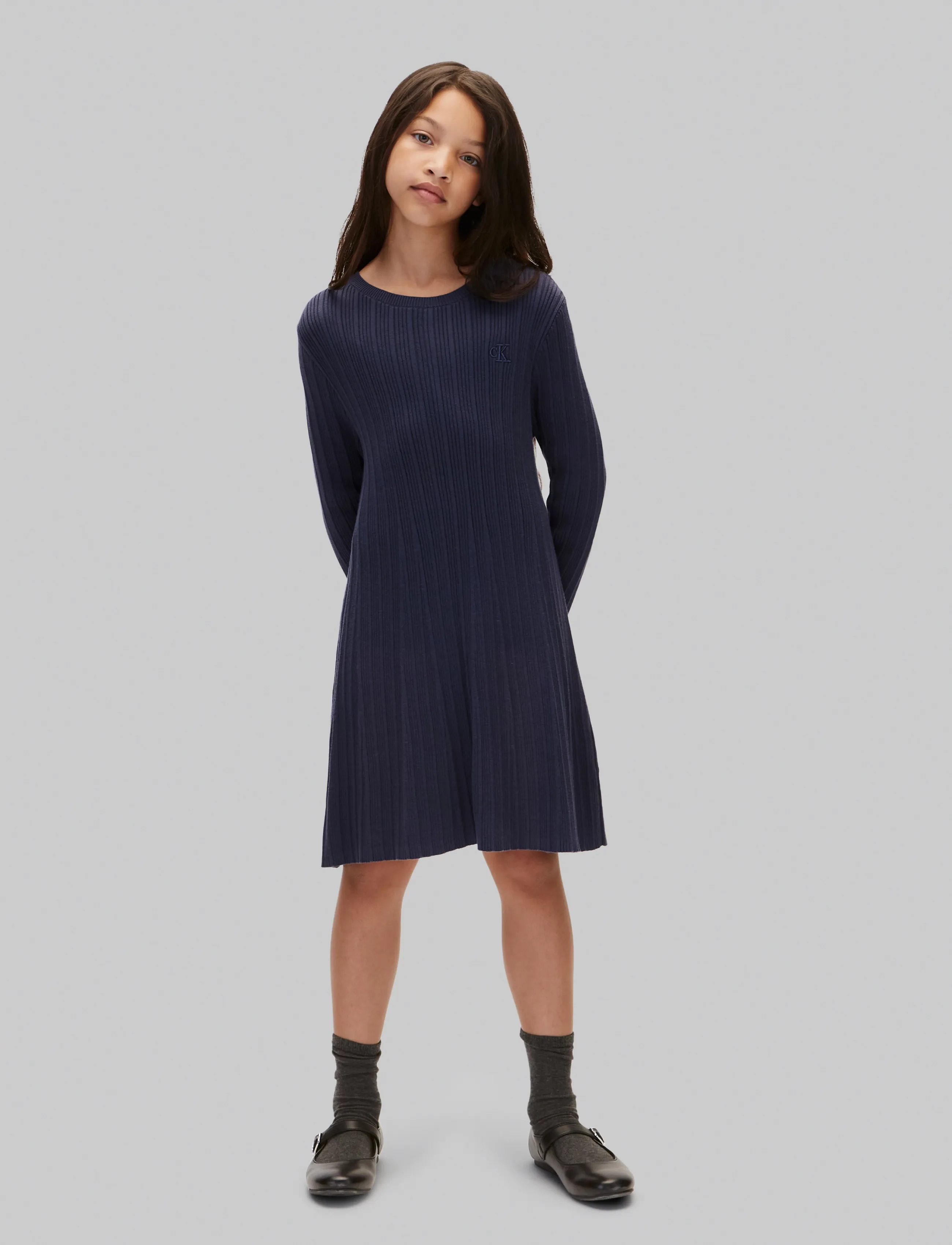 Calvin Klein Chunky Rib Sweater, 140 x 10, Casual Dresses, Marineblau - Long-sleeved Kinder