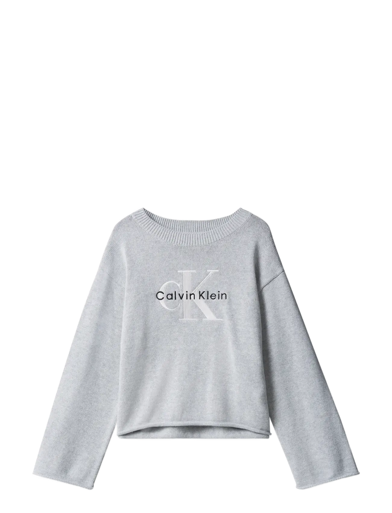 Calvin Klein MONOLOGO CN SWEATER - Stickat - SNOW HEATHER / grey