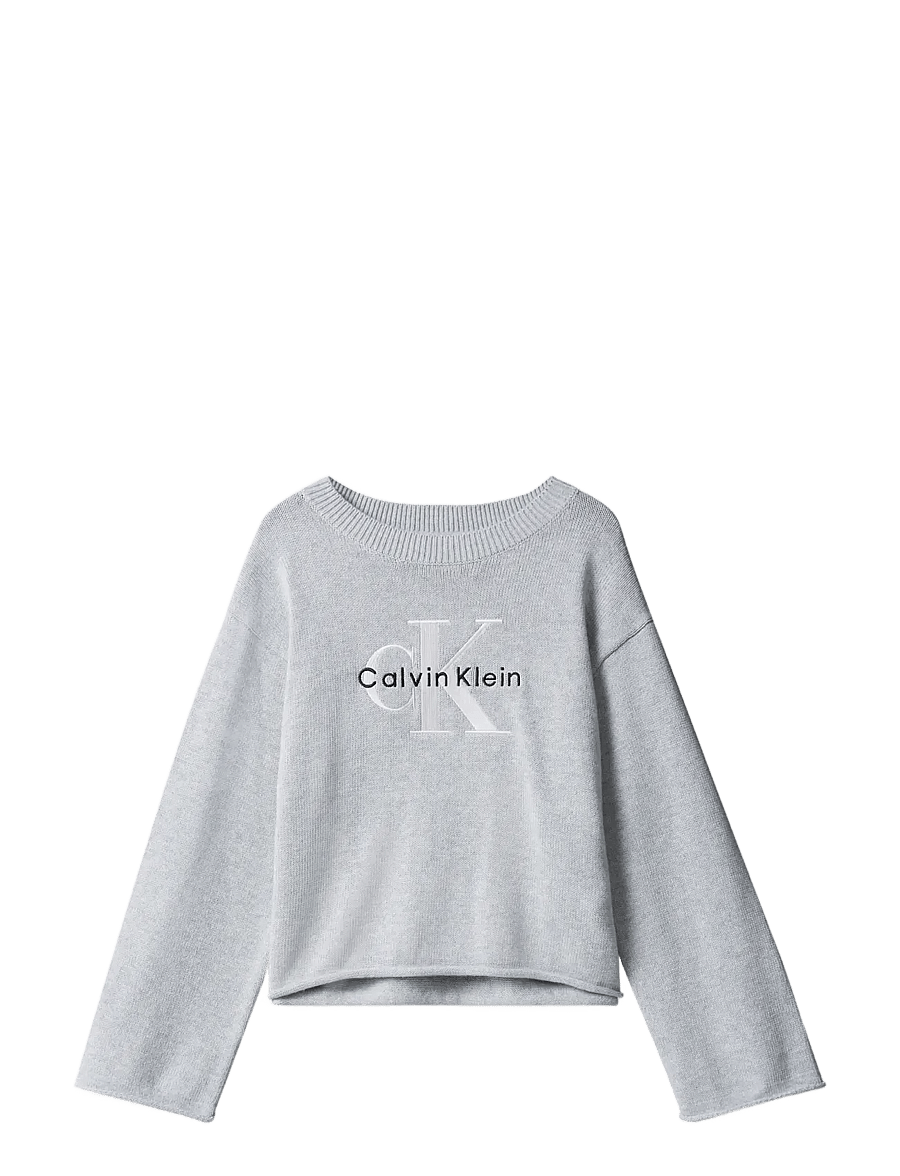 Calvin Klein - MONOLOGO CN SWEATER - džemprid - snow heather - 1
