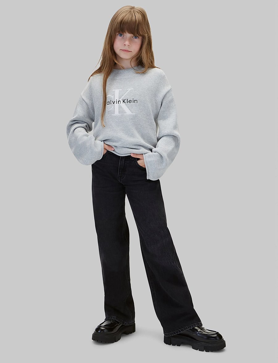 Calvin Klein - MONOLOGO CN SWEATER - džemprid - snow heather - 0