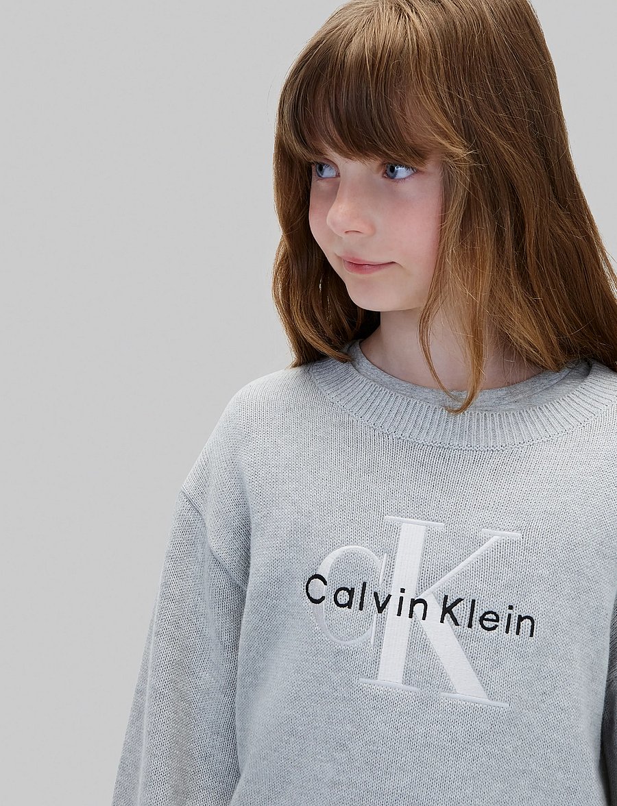 Calvin Klein - MONOLOGO CN SWEATER - džemprid - snow heather - 4