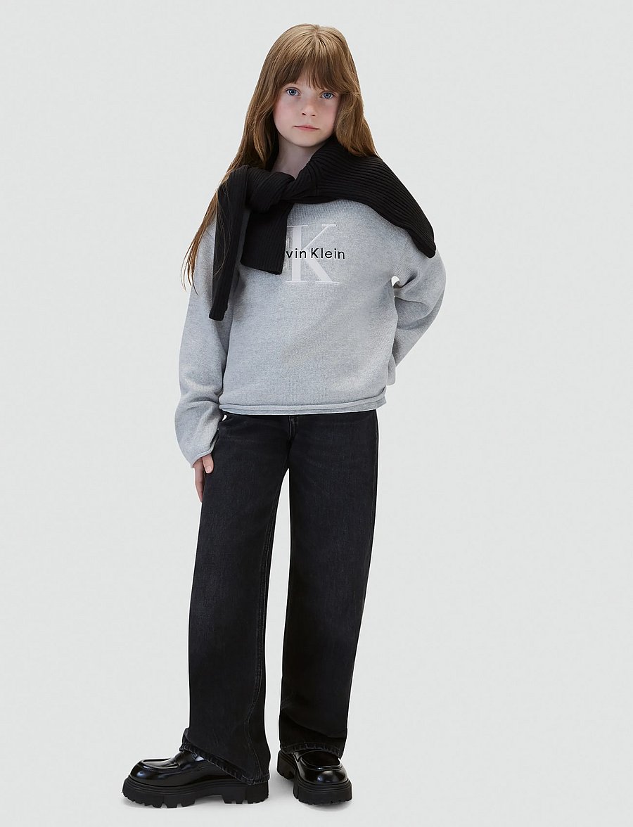 Calvin Klein - MONOLOGO CN SWEATER - džemprid - snow heather - 5