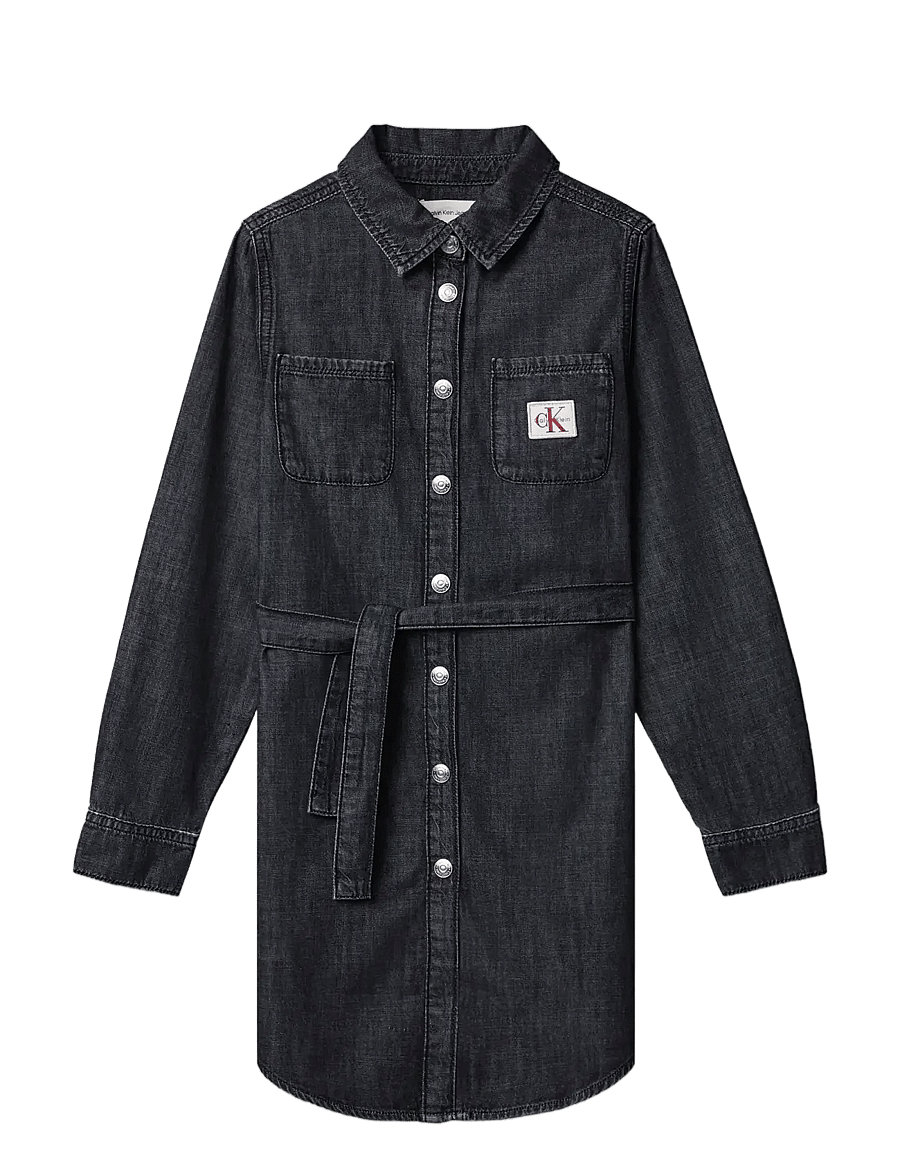 Calvin Klein - DENIM SHIRT DRESS LS BLACK - long-sleeved casual dresses - washed black - 1