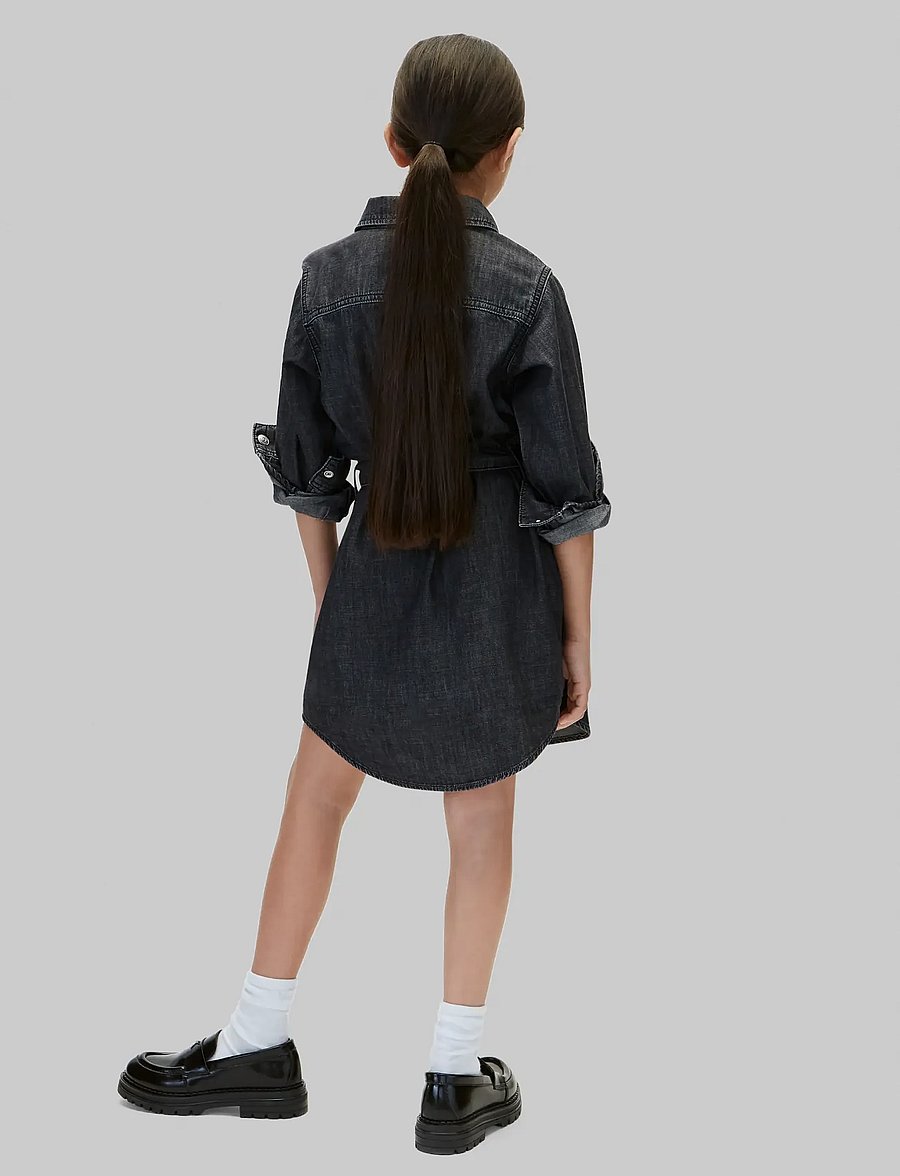 Calvin Klein - DENIM SHIRT DRESS LS BLACK - long-sleeved casual dresses - washed black - 2