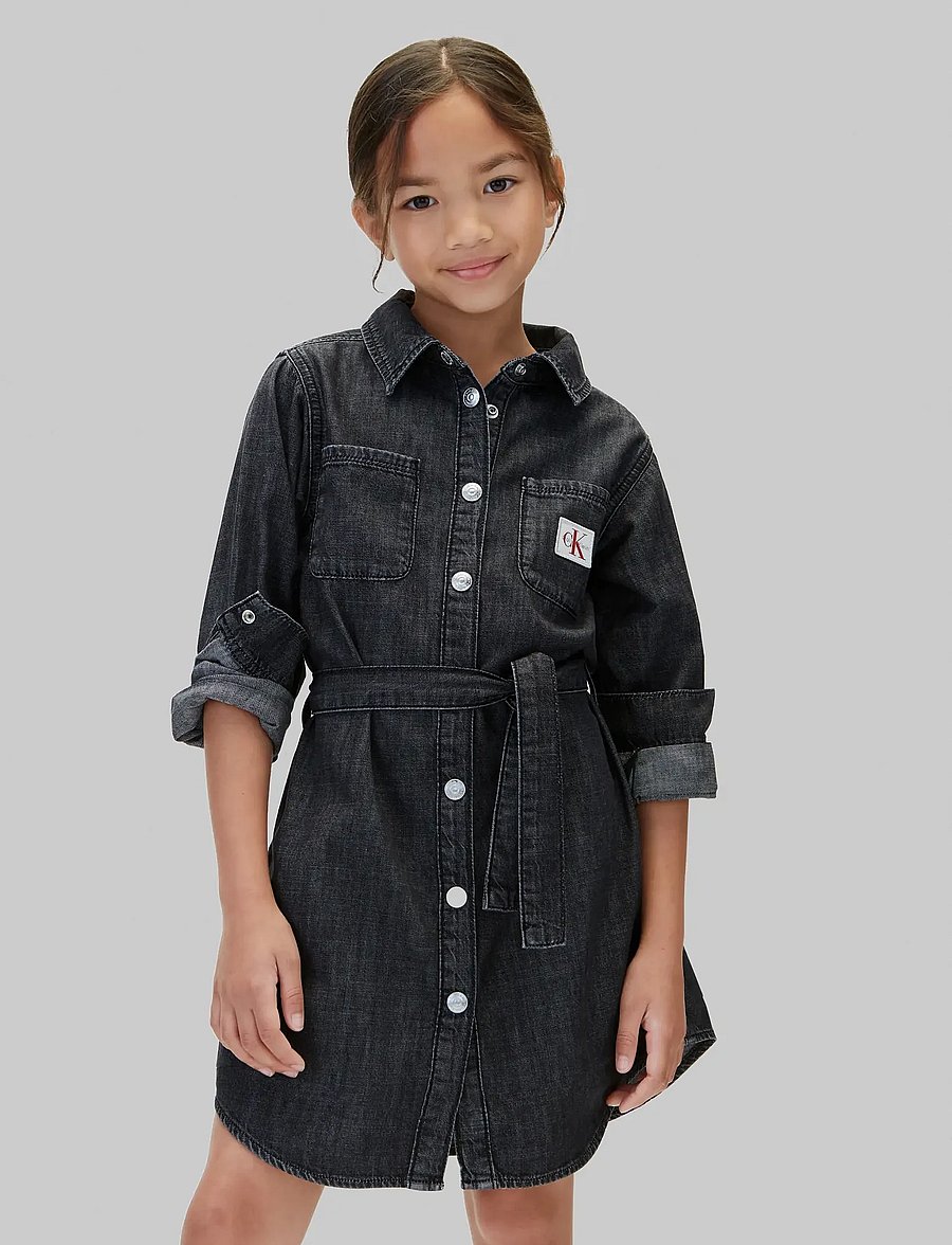 Calvin Klein - DENIM SHIRT DRESS LS BLACK - long-sleeved casual dresses - washed black - 3
