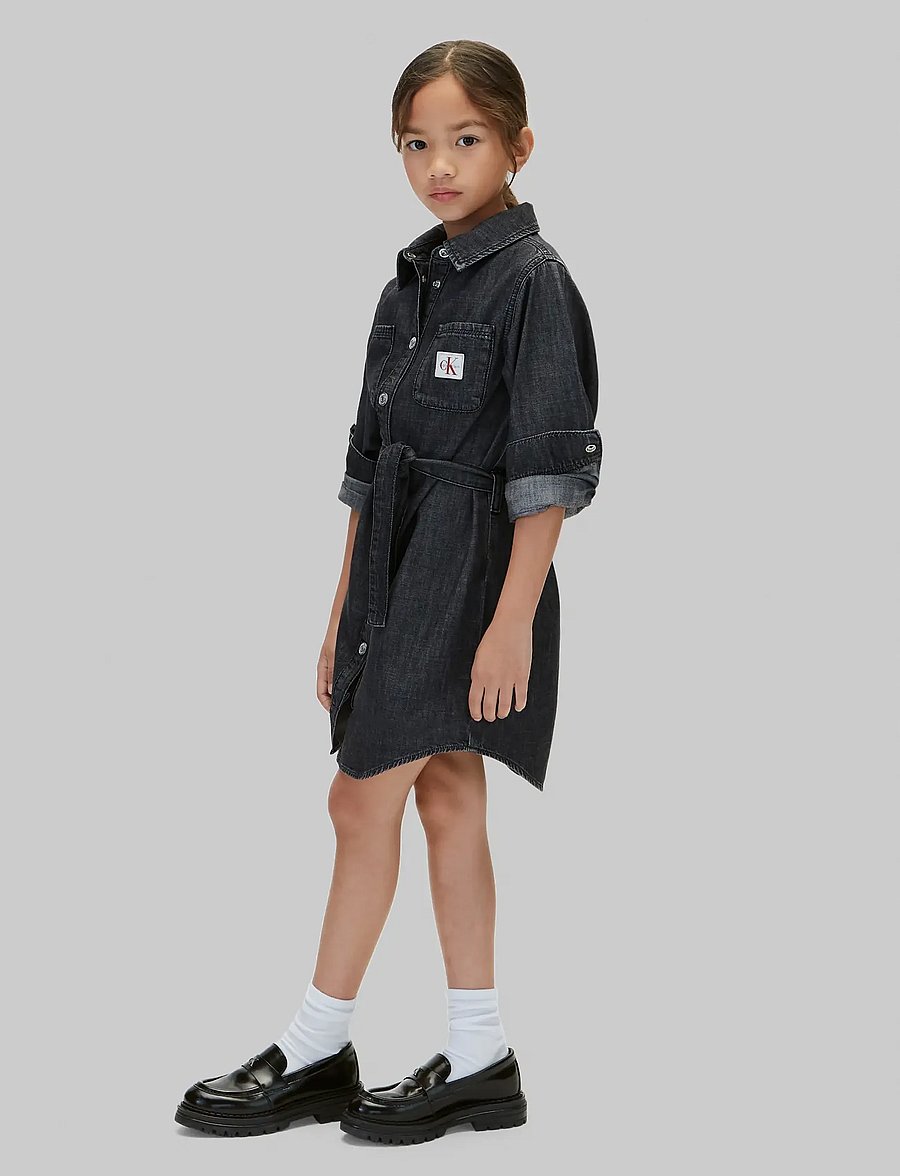 Calvin Klein - DENIM SHIRT DRESS LS BLACK - long-sleeved casual dresses - washed black - 5