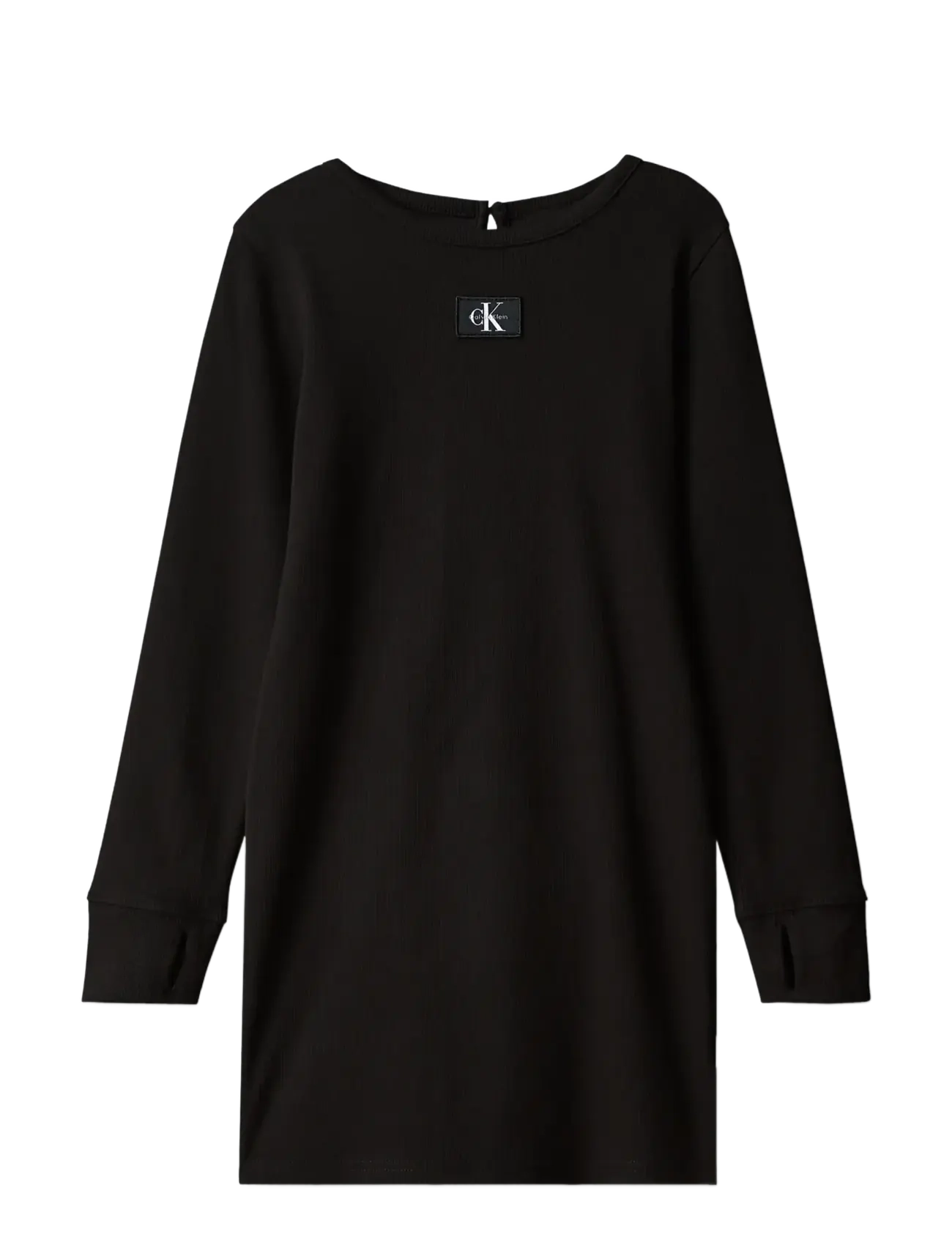 Calvin Klein - MONOLOGO BADGE RIB LS DRESS - pvh black - 1