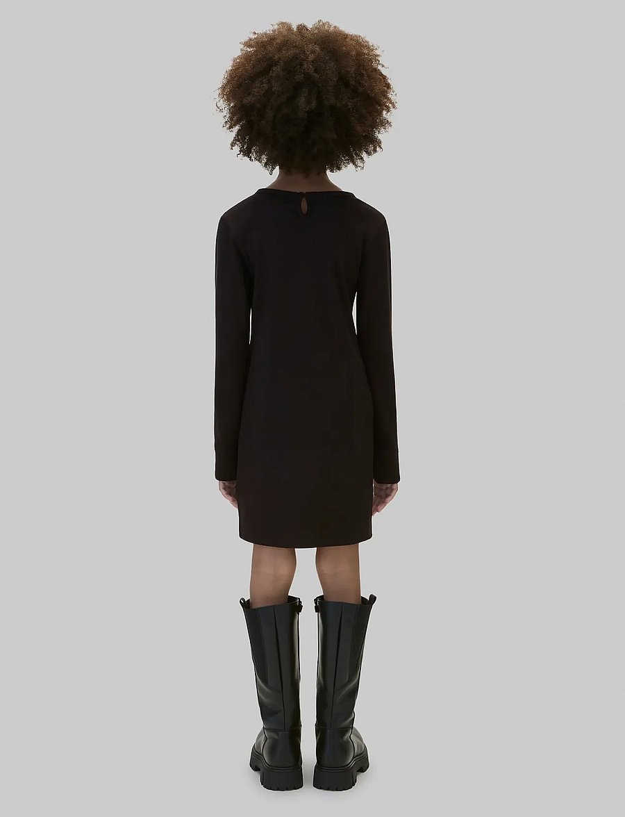 Calvin Klein - MONOLOGO BADGE RIB LS DRESS - long-sleeved casual dresses - pvh black - 2