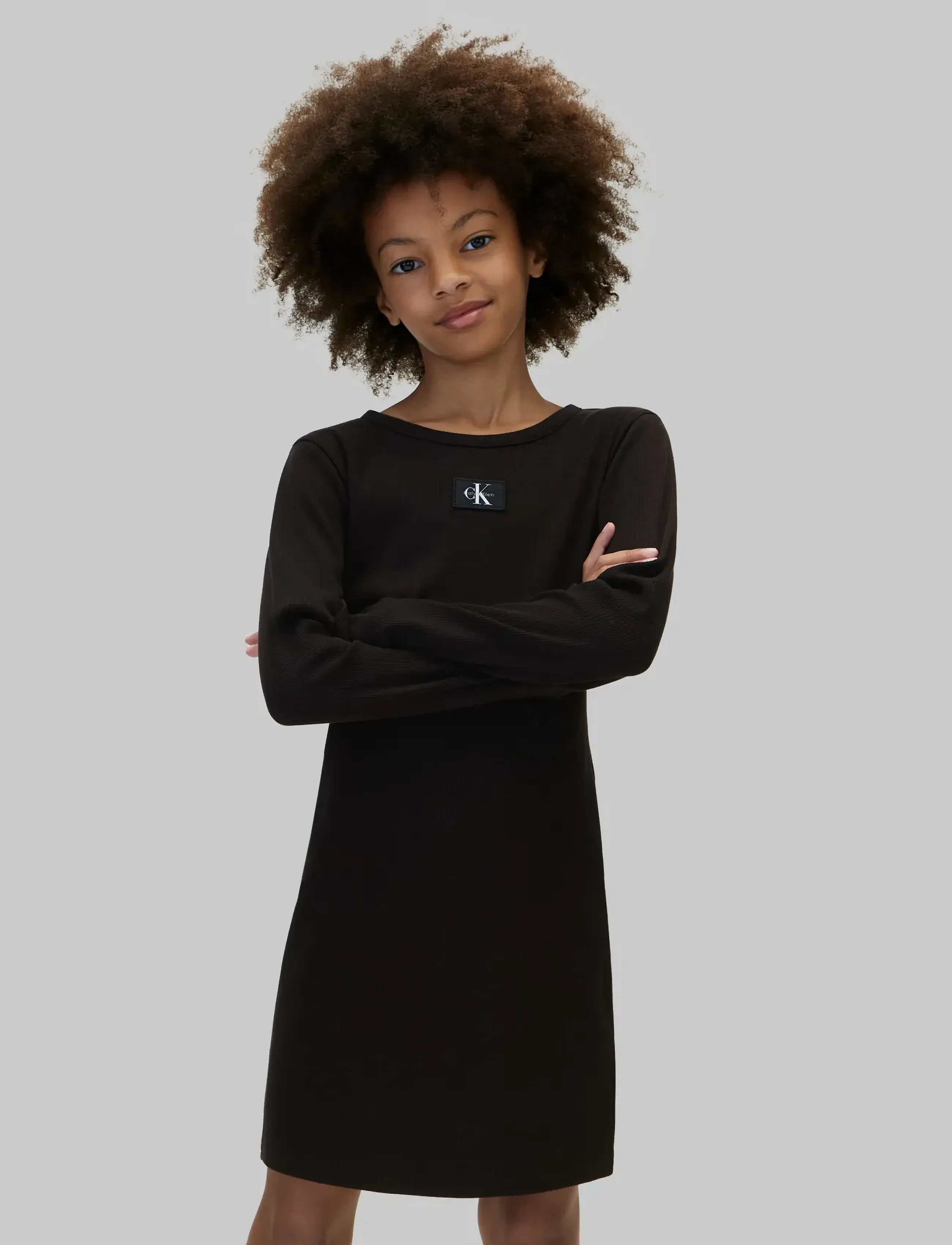 Calvin Klein - MONOLOGO BADGE RIB LS DRESS - pvh black - 3