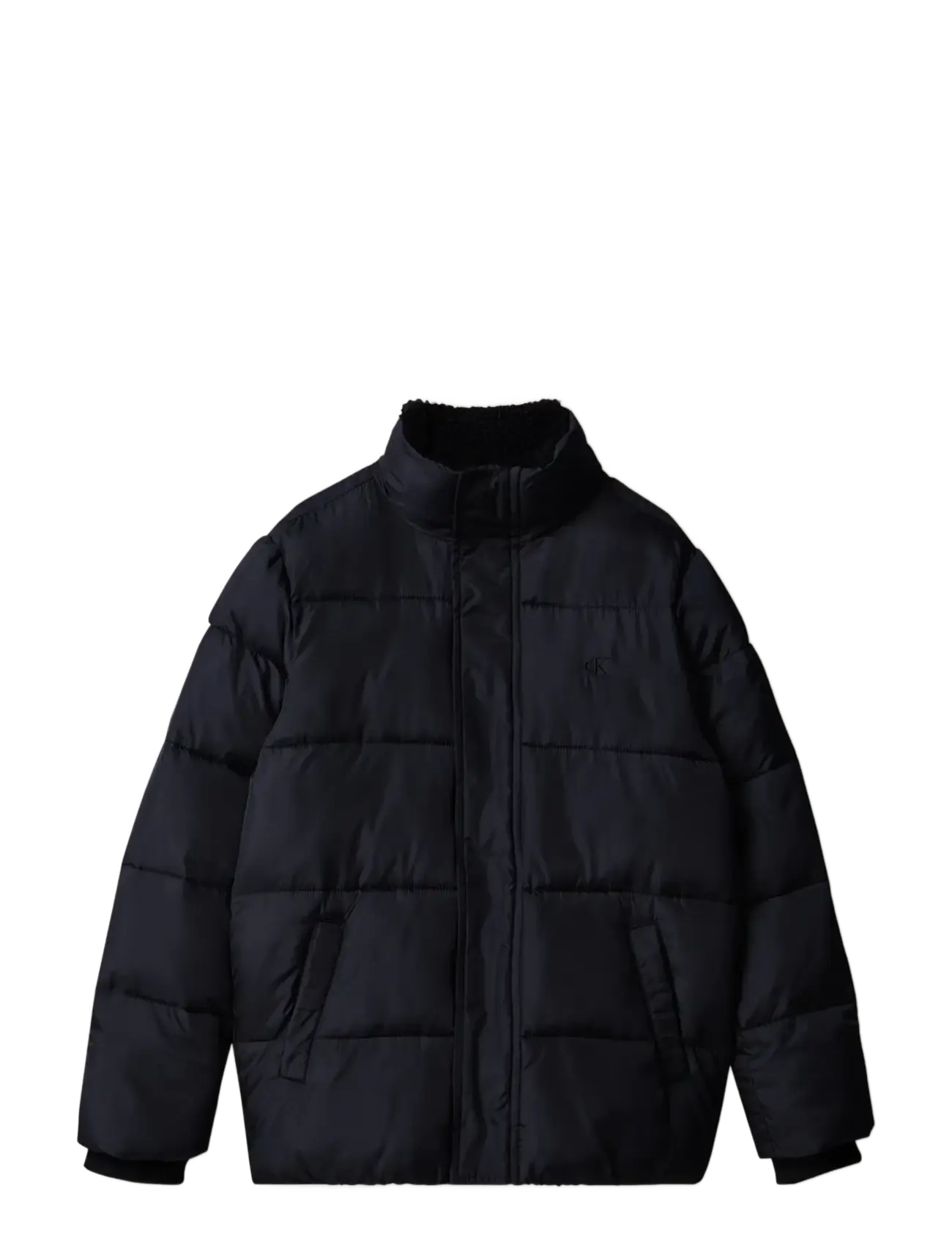 Calvin Klein SHERPA COLLAR PUFFER - Vinterkläder - PVH BLACK / black