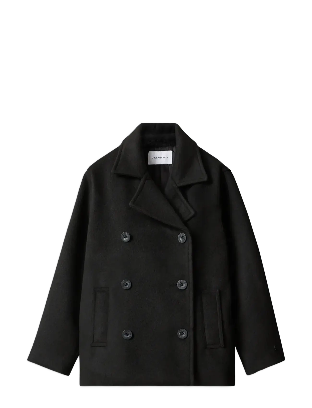 Calvin Klein WOOL-LIKE PEACOAT - Outdoor - PVH BLACK / black