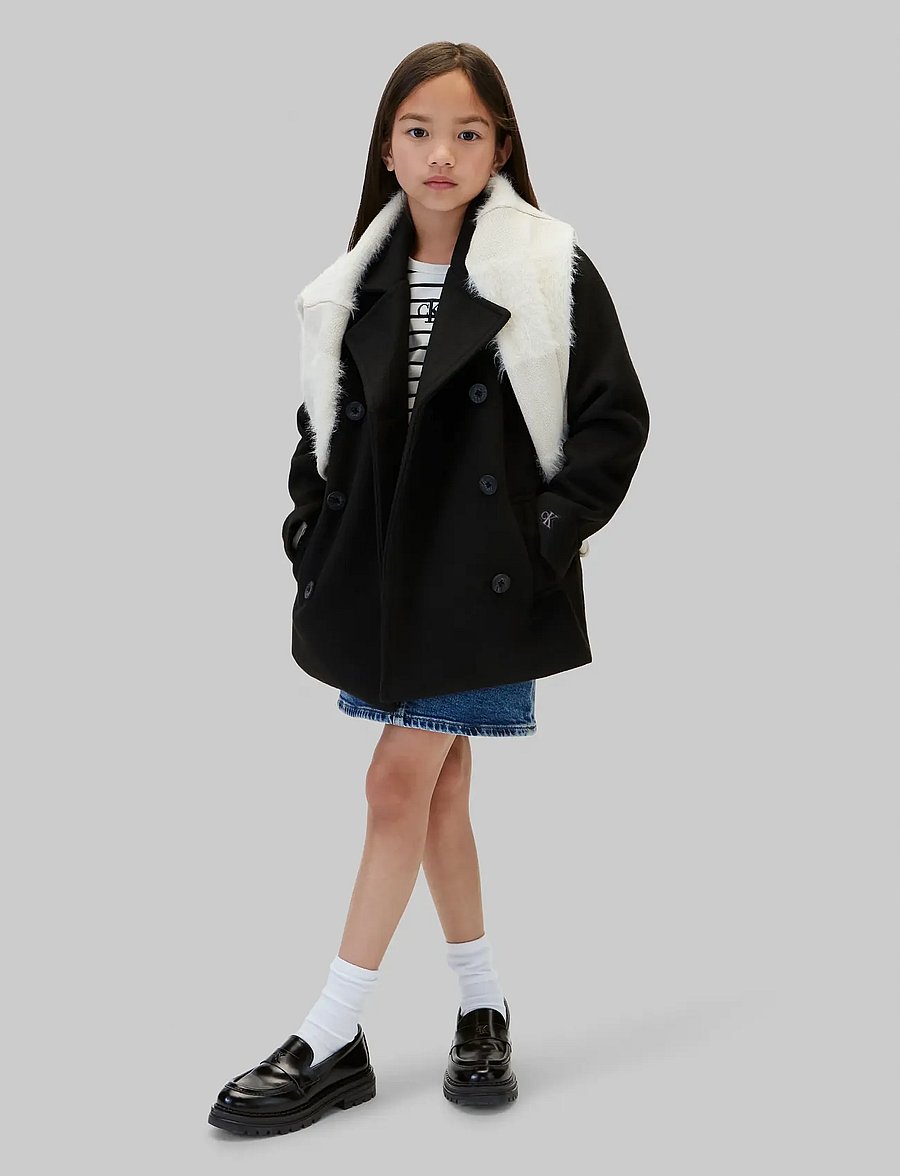 Calvin Klein - WOOL-LIKE PEACOAT - mäntel - pvh black - 5