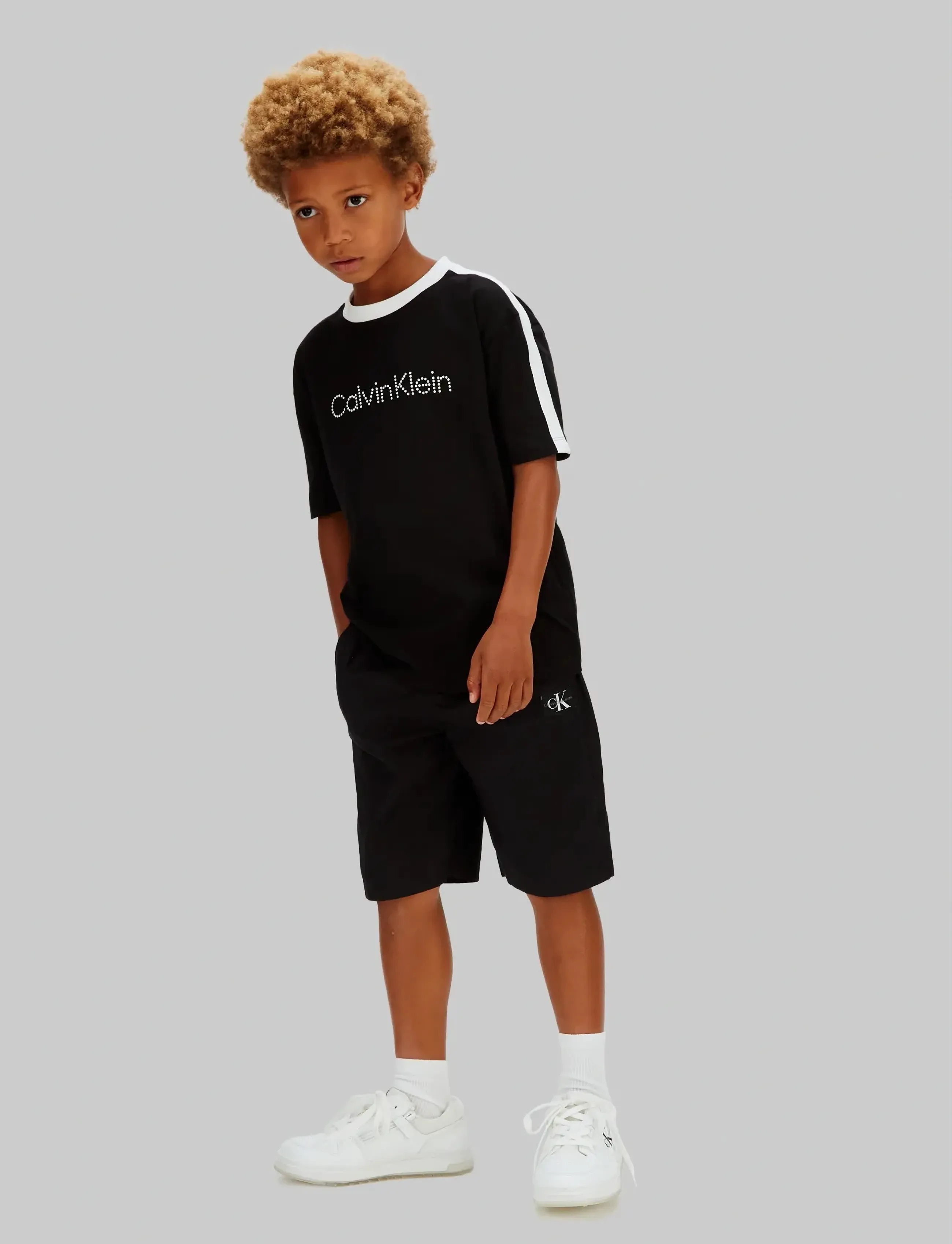 Calvin Klein Taping Ss T-Shirt, 140, Black, T-Shirts > Kortærmede, Børn
