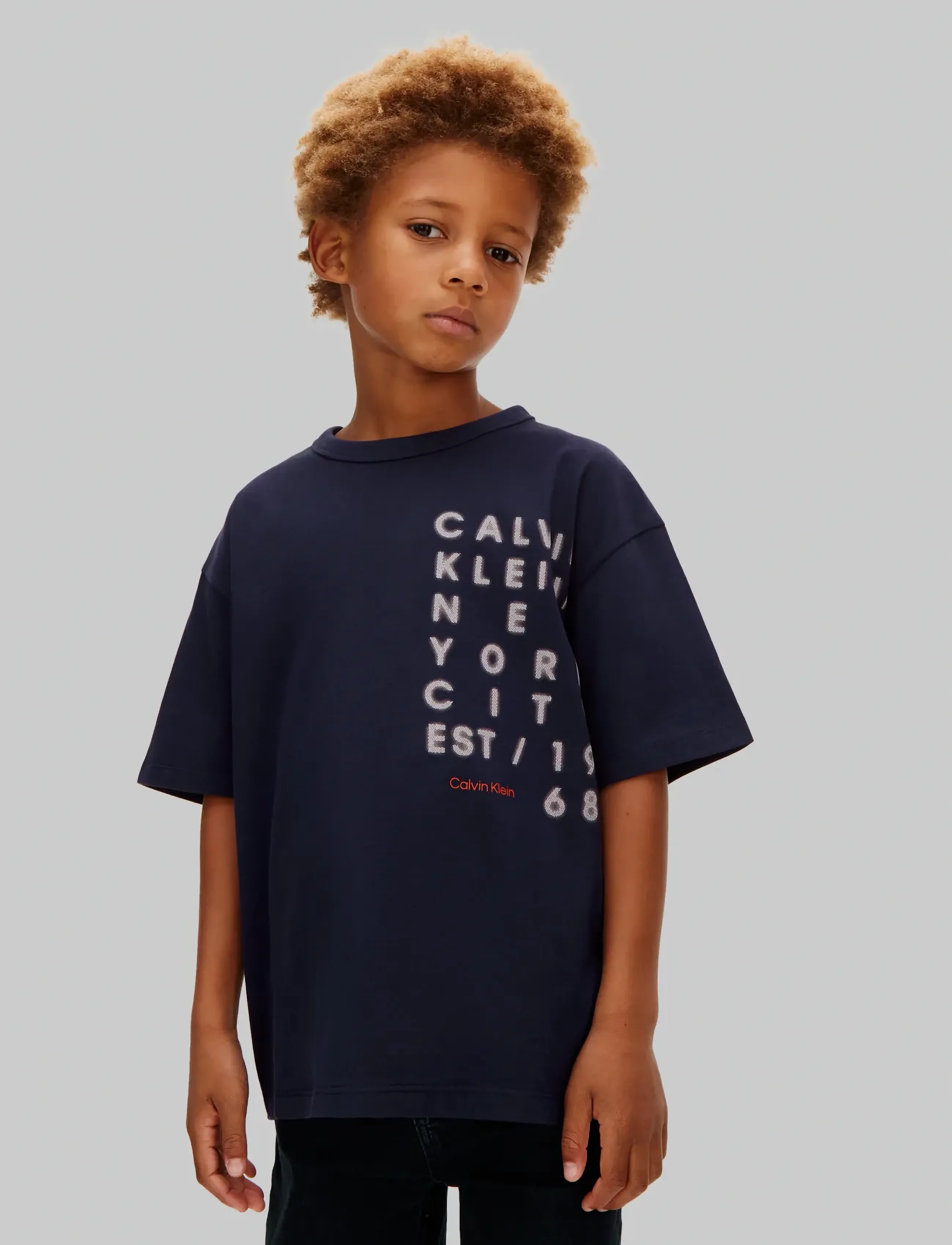 Calvin Klein Square Logo T-Shirt, 140, Navy, T-Shirts > Kortærmede, Børn