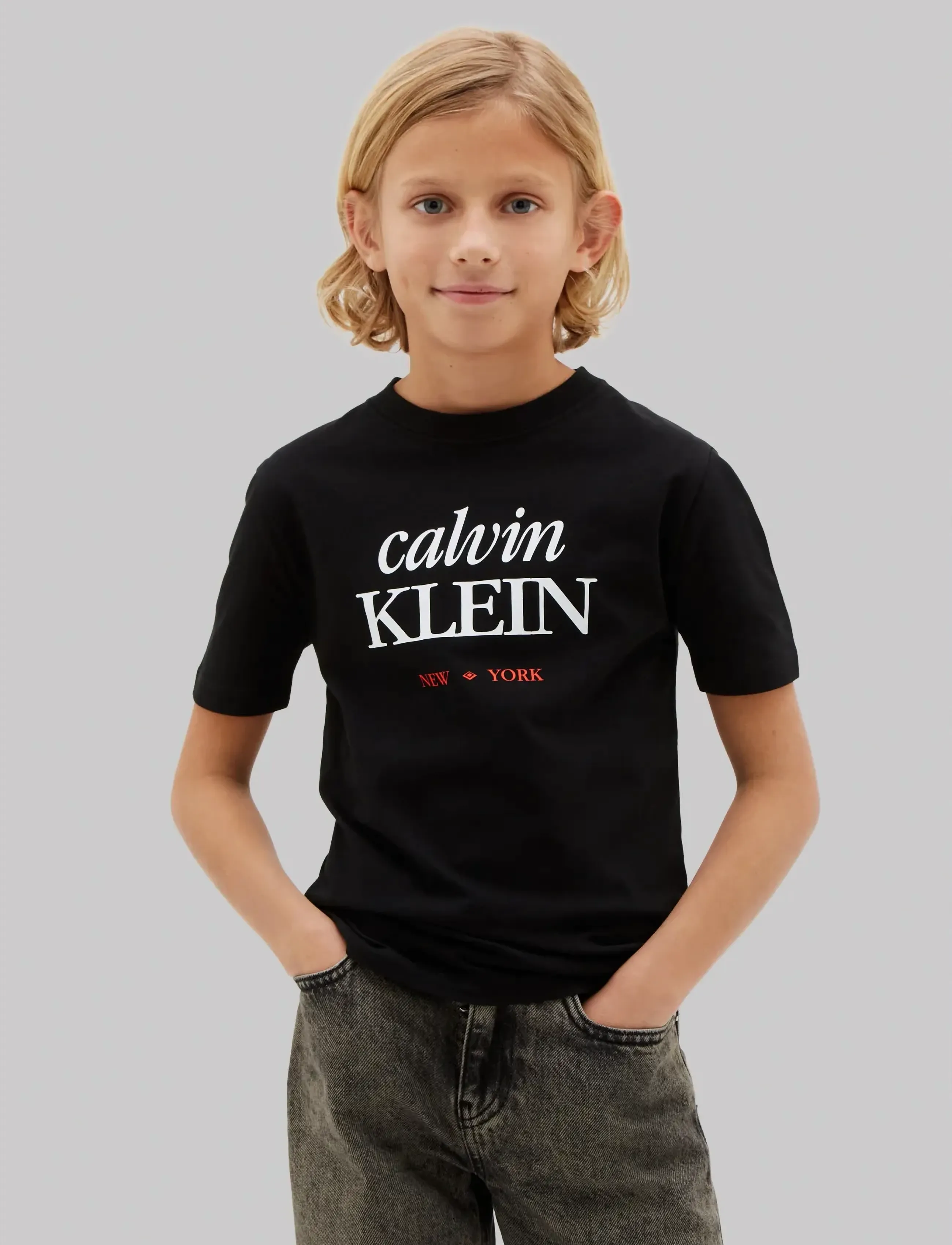 Calvin Klein Logo Ss T-Shirt, 164, Black, T-Shirts > Kortærmede, Børn