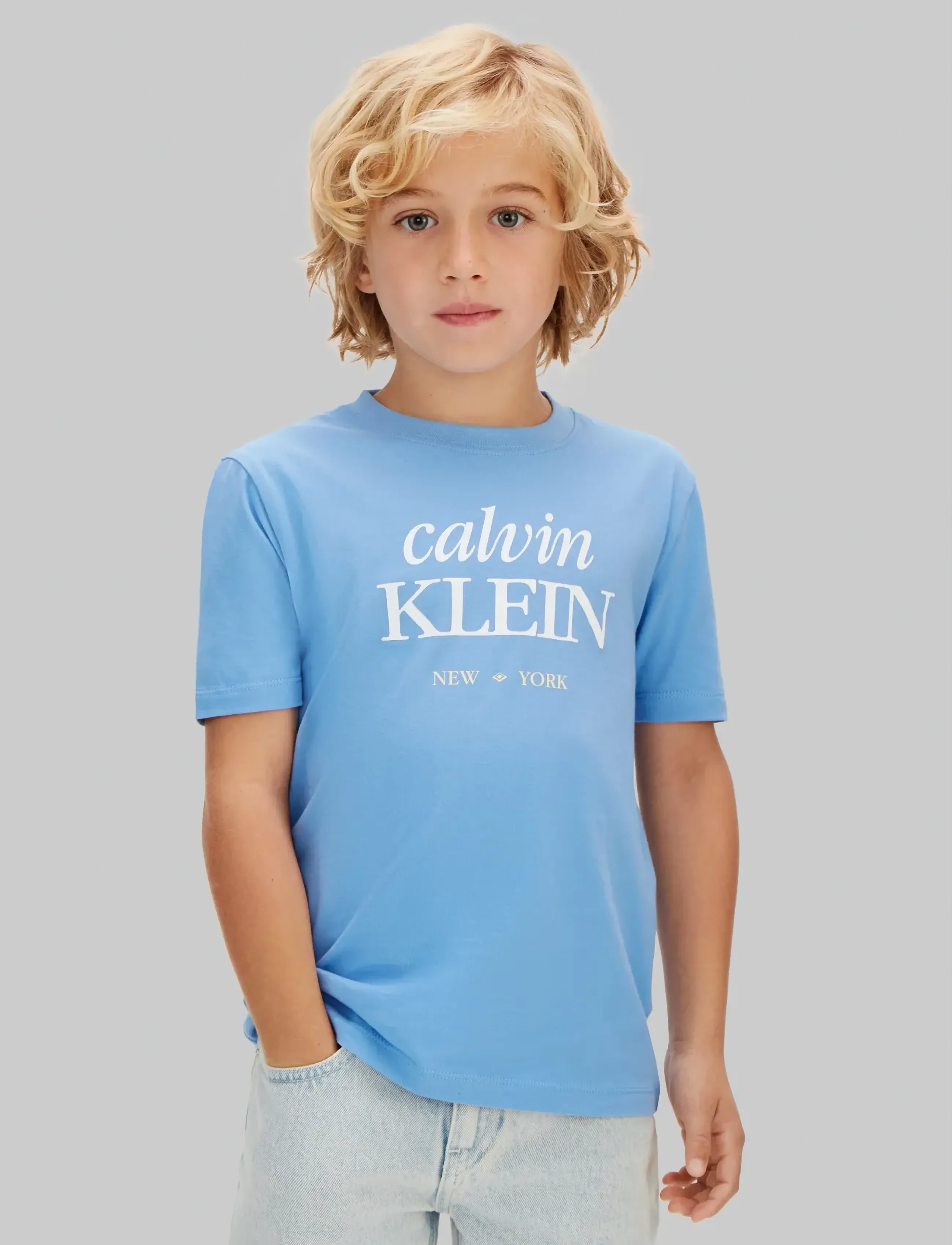 Calvin Klein Logo Ss T-Shirt, 128, Blue, T-Shirts > Kortærmede, Børn