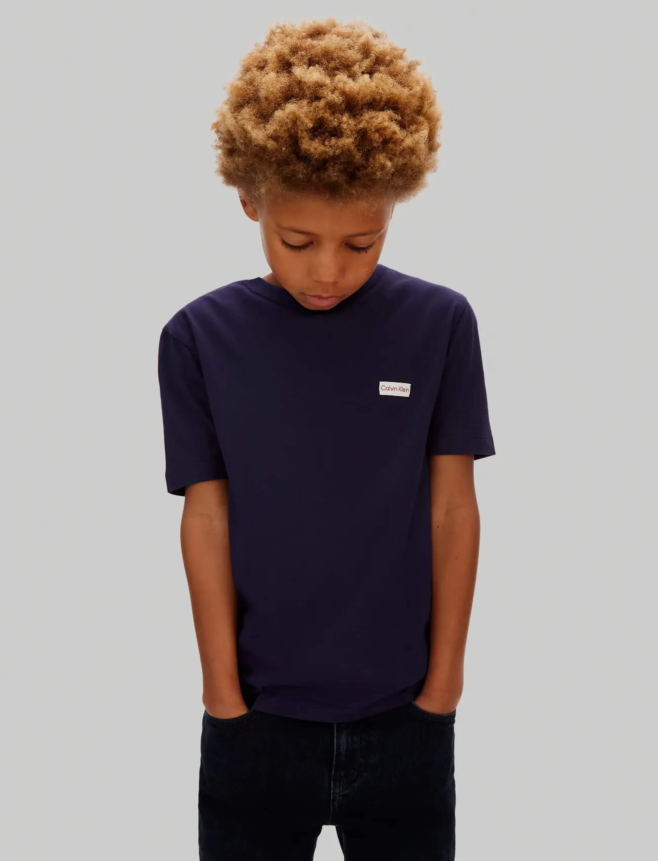 Calvin Klein LOGO LABEL SS T-SHIRT - Riided - EVENING BLUE  / navy