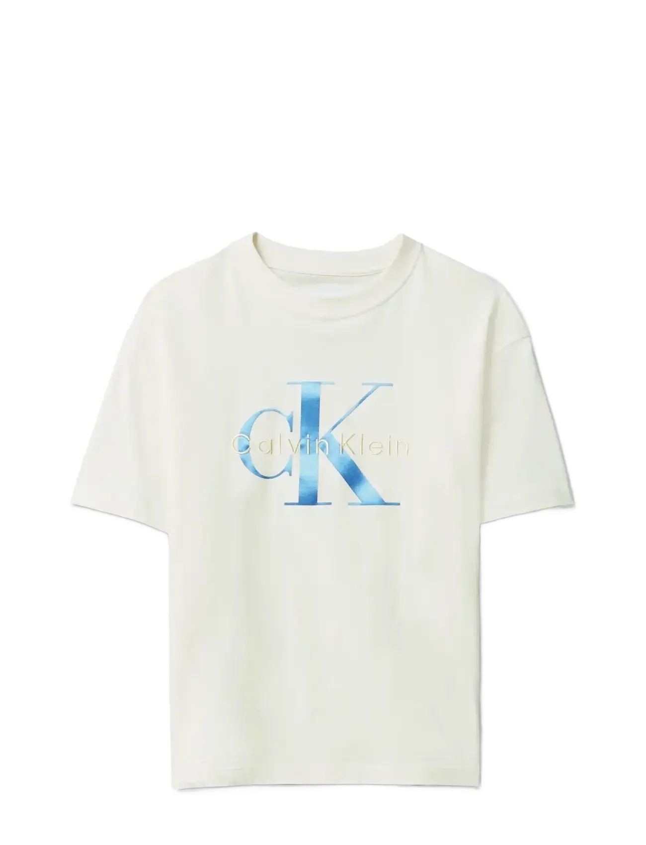 Calvin Klein MONGRAM LOGO SS T-SHIRT - Overdele - VANILLA ICE 11-0104 TCX / cream