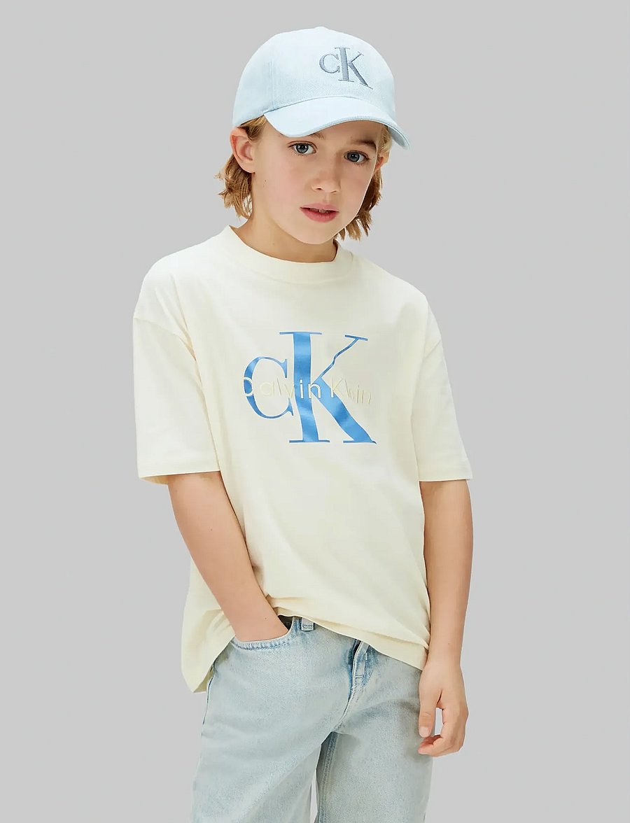 Calvin Klein - MONGRAM LOGO SS T-SHIRT - kurzärmelige - vanilla ice 11-0104 tcx - 2