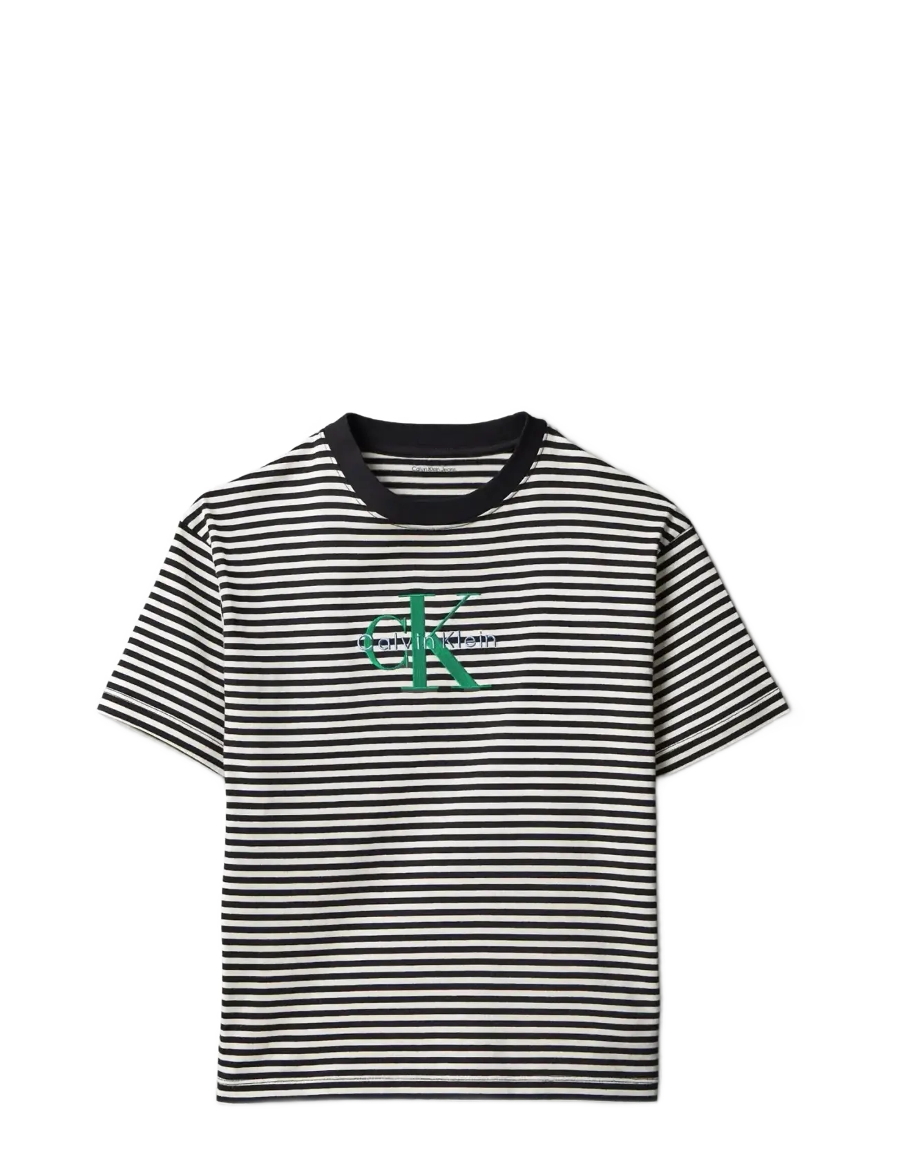 Calvin Klein STRIPE SS T-SHIRT - Tøj - BLACK [CSI] 25CW1000175CK / black