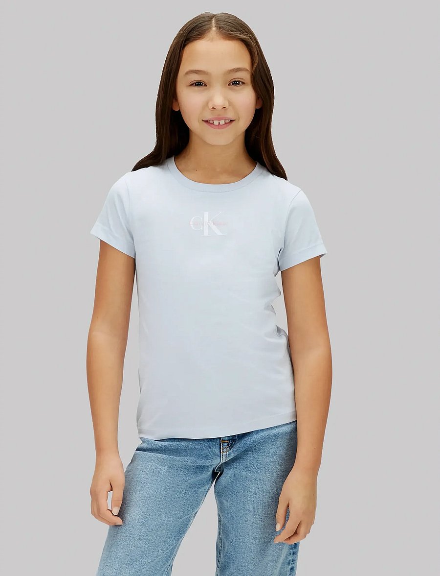 Calvin Klein - MICRO MONOGRAM TOP - kortærmede t-shirts - halogen blue 13-3920 tcx - 0