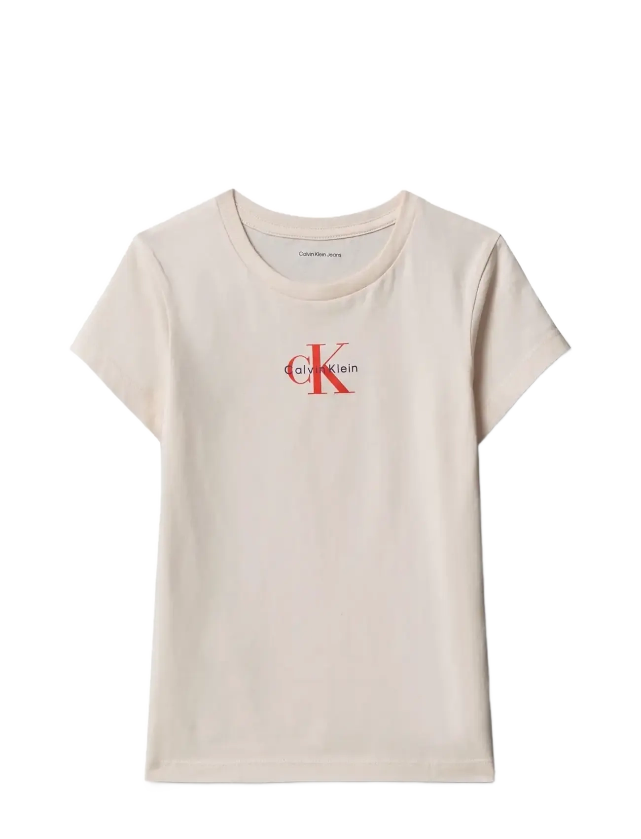 Calvin Klein MICRO MONOGRAM TOP - Børn 98-134 - PEARL 12-1304 TCX / cream
