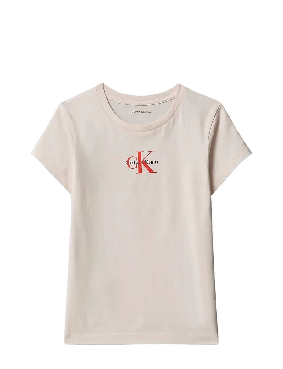 Calvin Klein - MICRO MONOGRAM TOP - kortærmede t-shirts - pearl 12-1304 tcx - 1