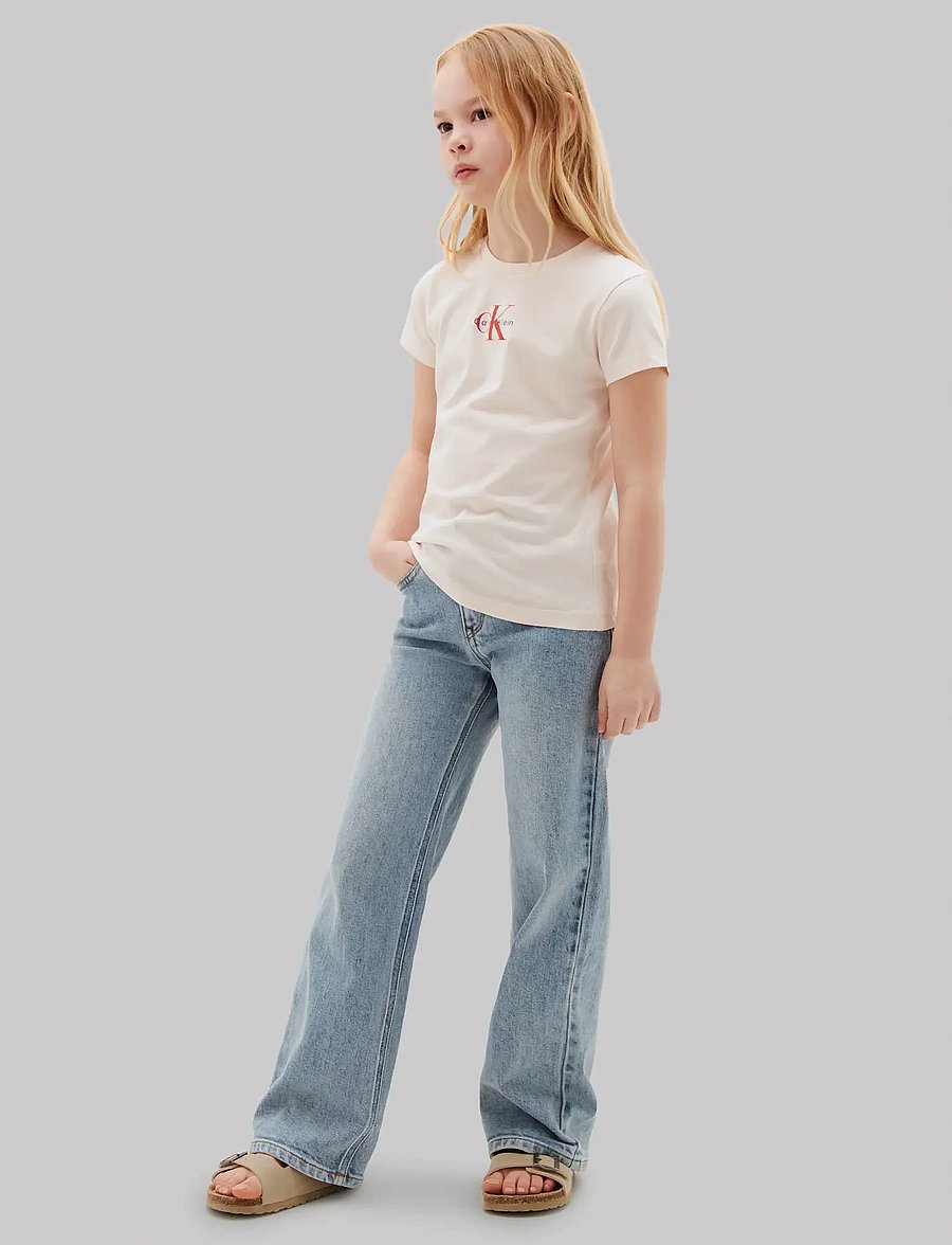 Calvin Klein - MICRO MONOGRAM TOP - kortærmede t-shirts - pearl 12-1304 tcx - 0