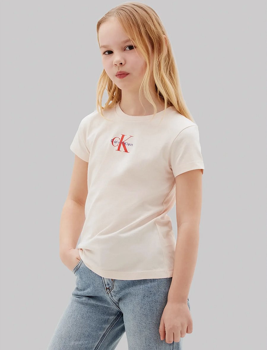 Calvin Klein - MICRO MONOGRAM TOP - kortærmede t-shirts - pearl 12-1304 tcx - 2