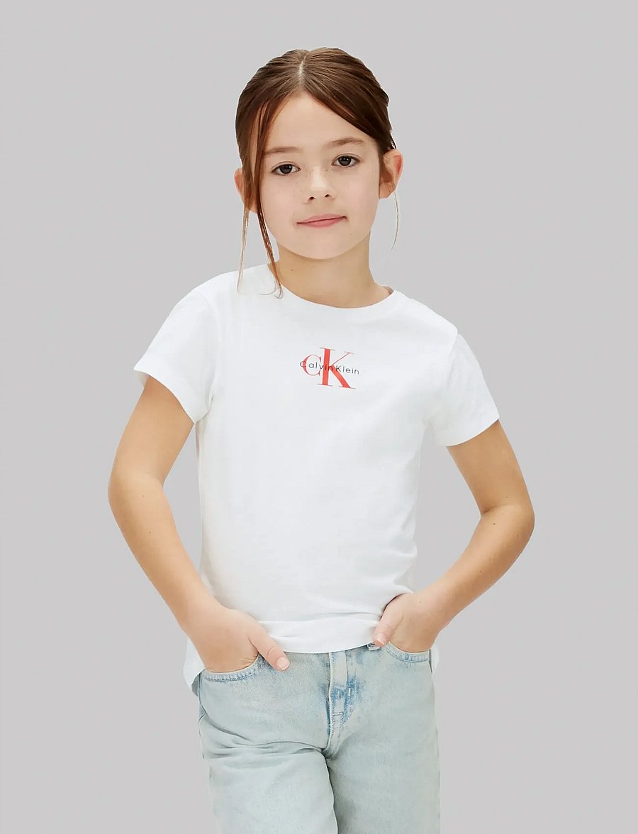 Calvin Klein - MICRO MONOGRAM TOP - kurzärmelige - white 11-0601 tcx - 0