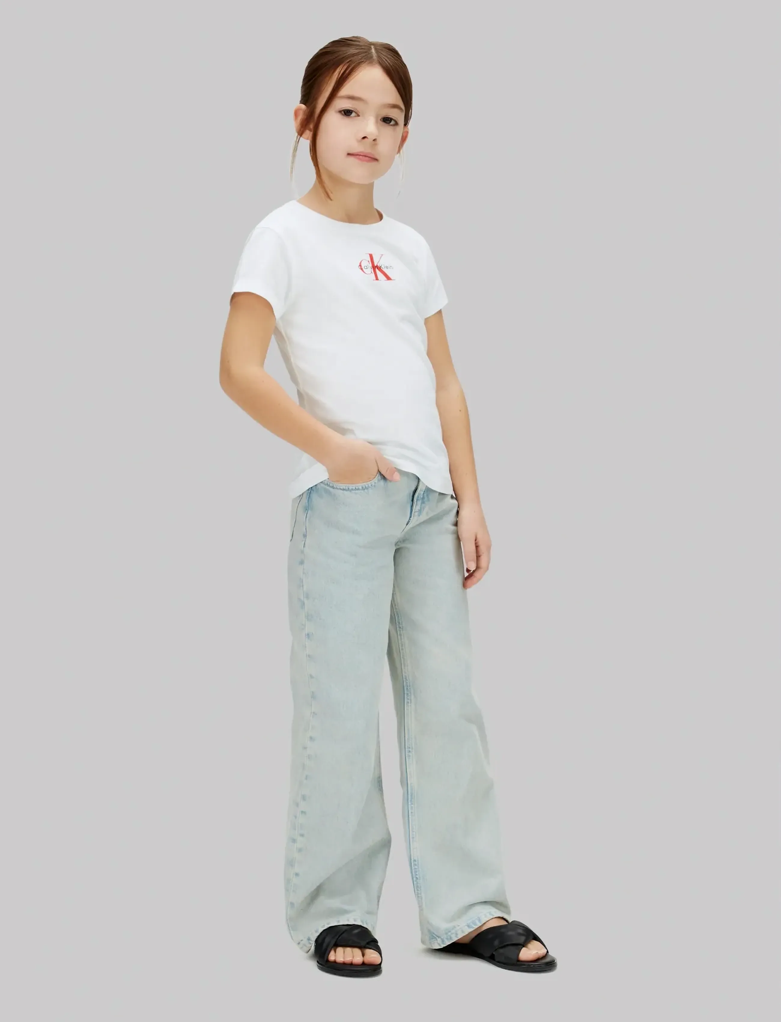 Calvin Klein - MICRO MONOGRAM TOP - kortærmede - white 11-0601 tcx - 2