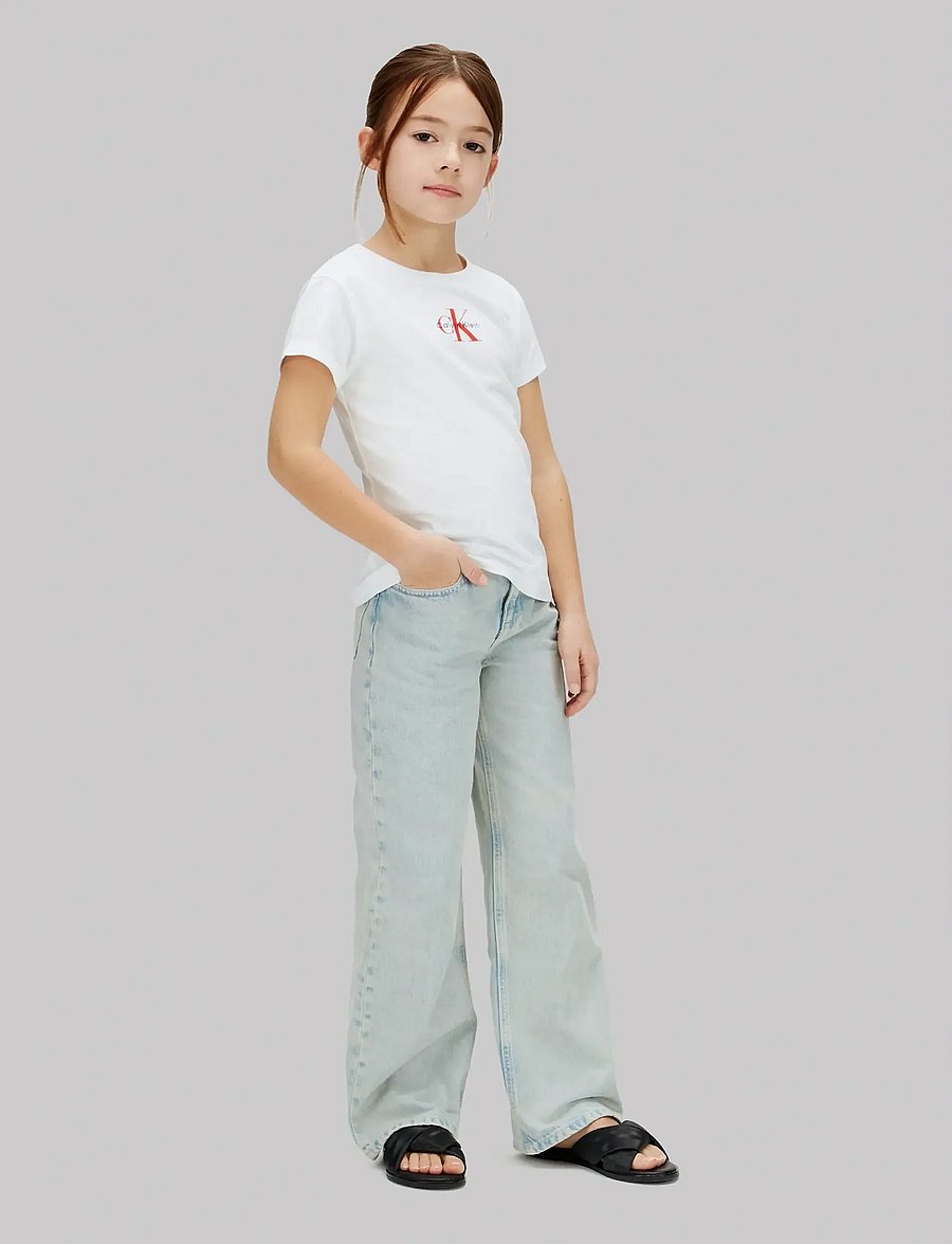 Calvin Klein - MICRO MONOGRAM TOP - kurzärmelige - white 11-0601 tcx - 2