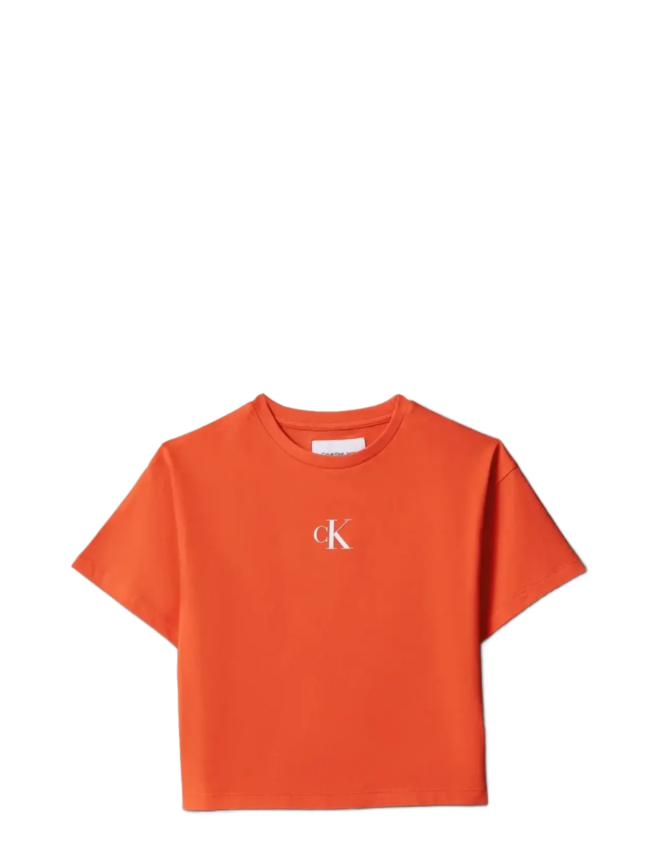 Calvin Klein CK LOGO BOXY T-SHIRT - Tøj - ORANGE.COM 18-1561 TCX / orange