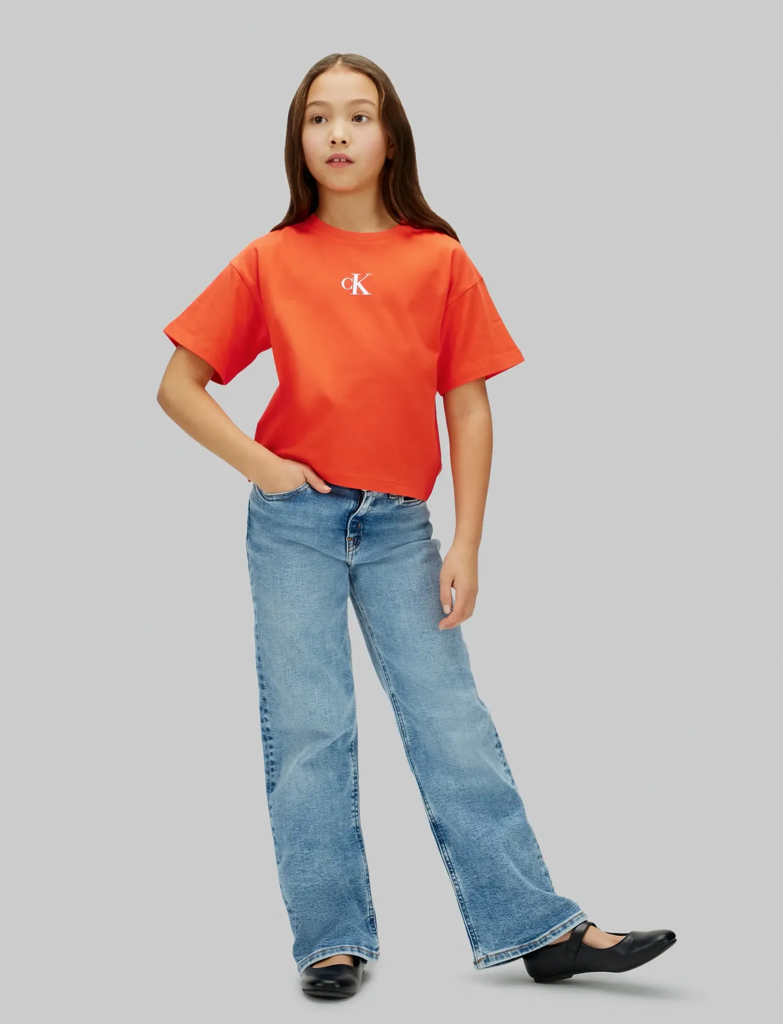 Calvin Klein - CK LOGO BOXY T-SHIRT - kortærmede t-shirts - orange.com 18-1561 tcx - 2