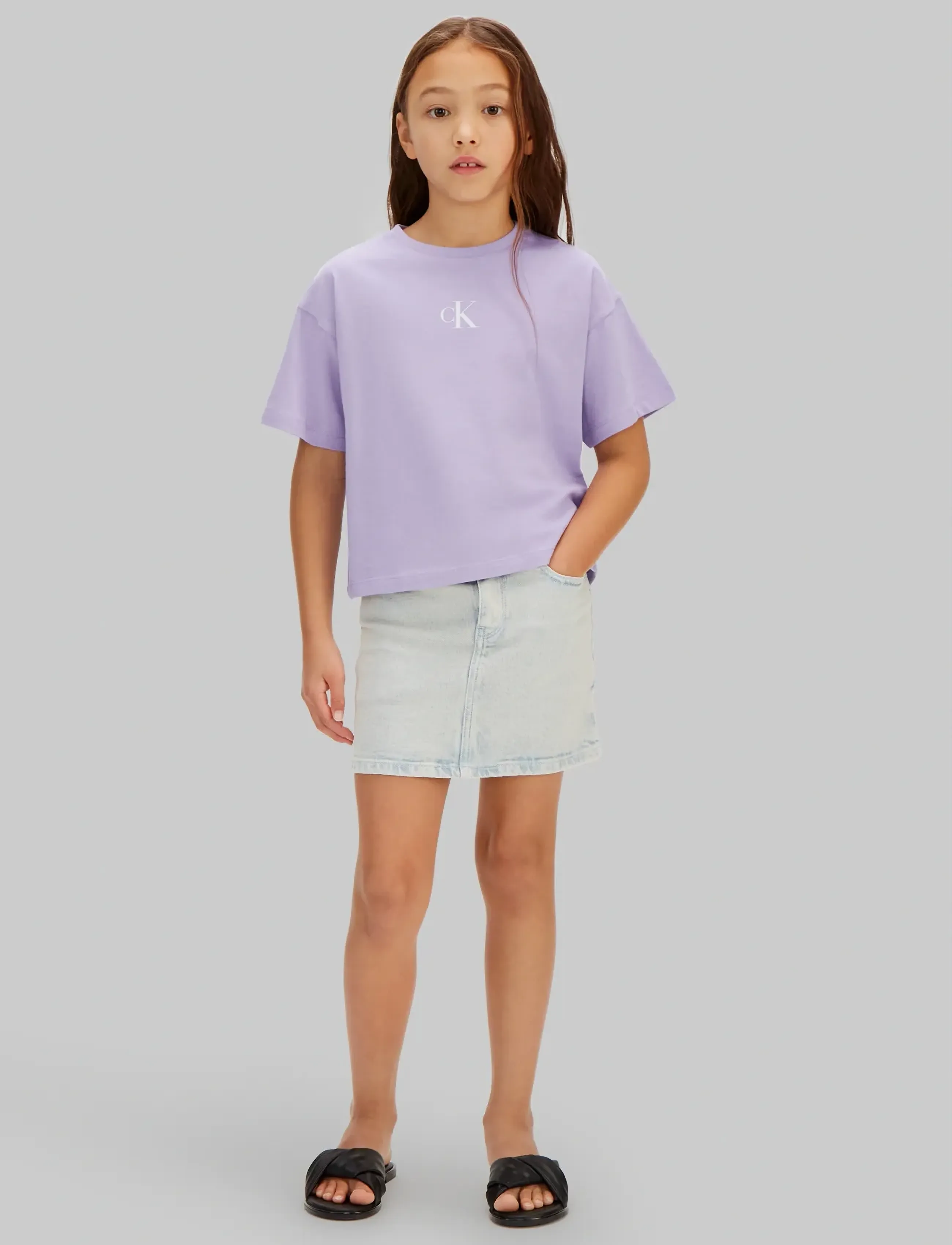 Calvin Klein CK LOGO BOXY T-SHIRT - Tops - SOFT LAVENDER 434-330 / purple