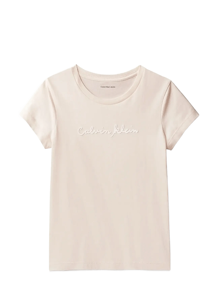 Calvin Klein - SCRIPT LOGO SLIM SS T-SHIRT - kurzärmelige - pearl 12-1304 tcx - 1
