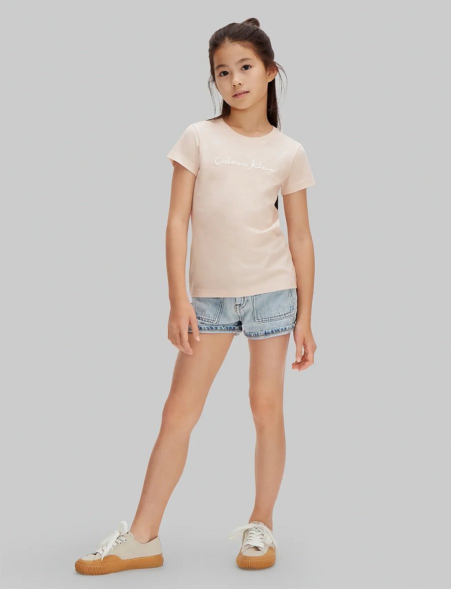 Calvin Klein - SCRIPT LOGO SLIM SS T-SHIRT - kurzärmelige - pearl 12-1304 tcx - 2