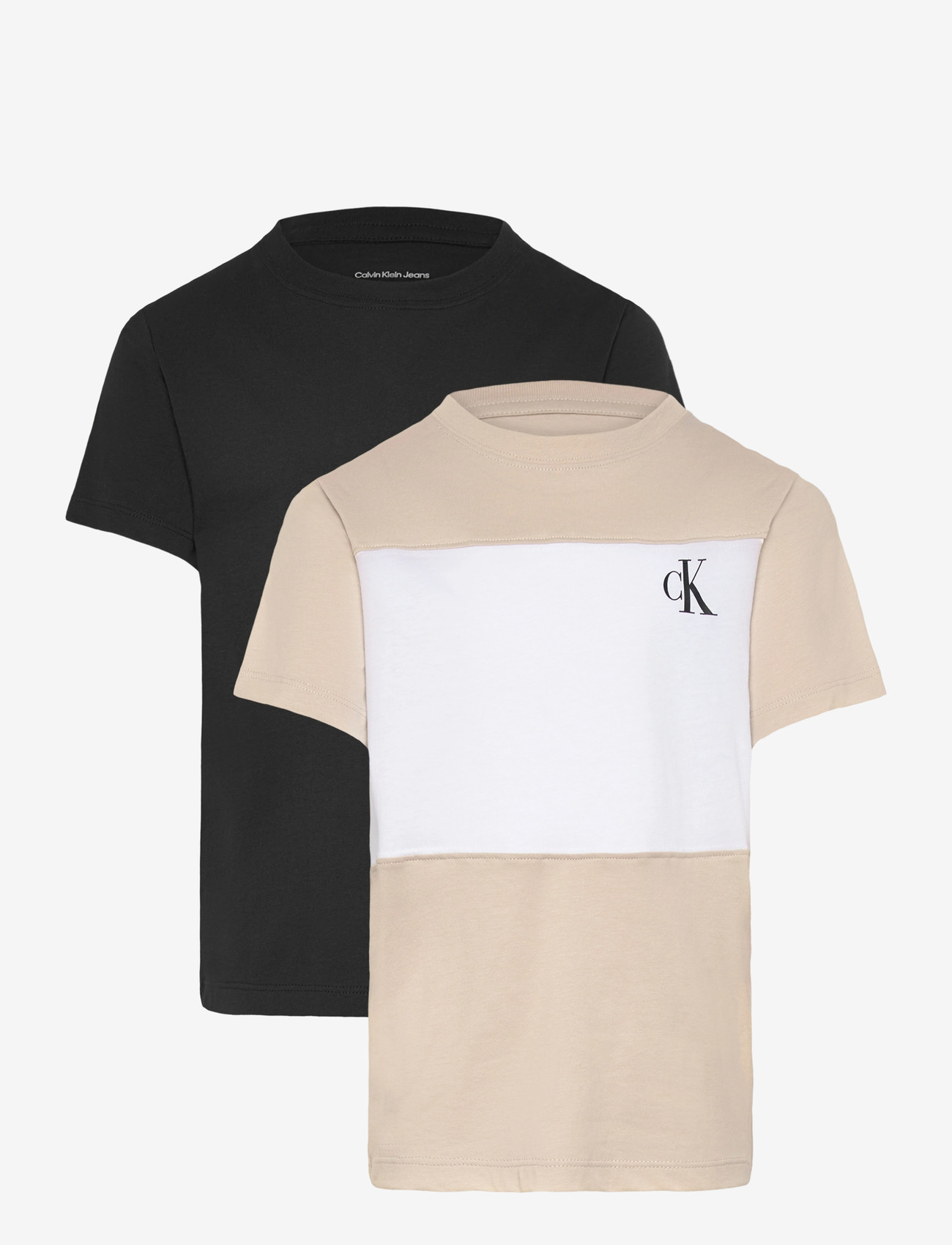 Calvin Klein - COLOR BLOCK 2-P T-SHIRTS - lühikeste varrukatega t-särgid - oatmeal 13-0401 tcx - 0