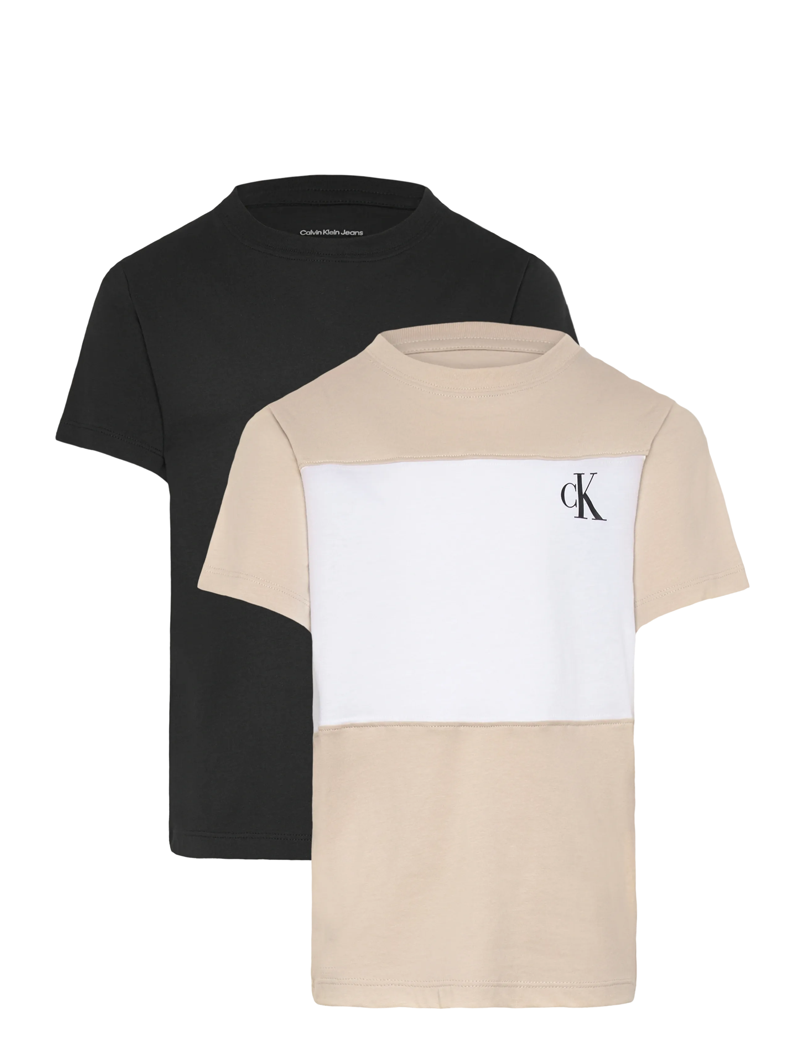 Calvin Klein COLOR BLOCK 2-P T-SHIRTS - Nyheder - OATMEAL 13-0401 TCX / black
