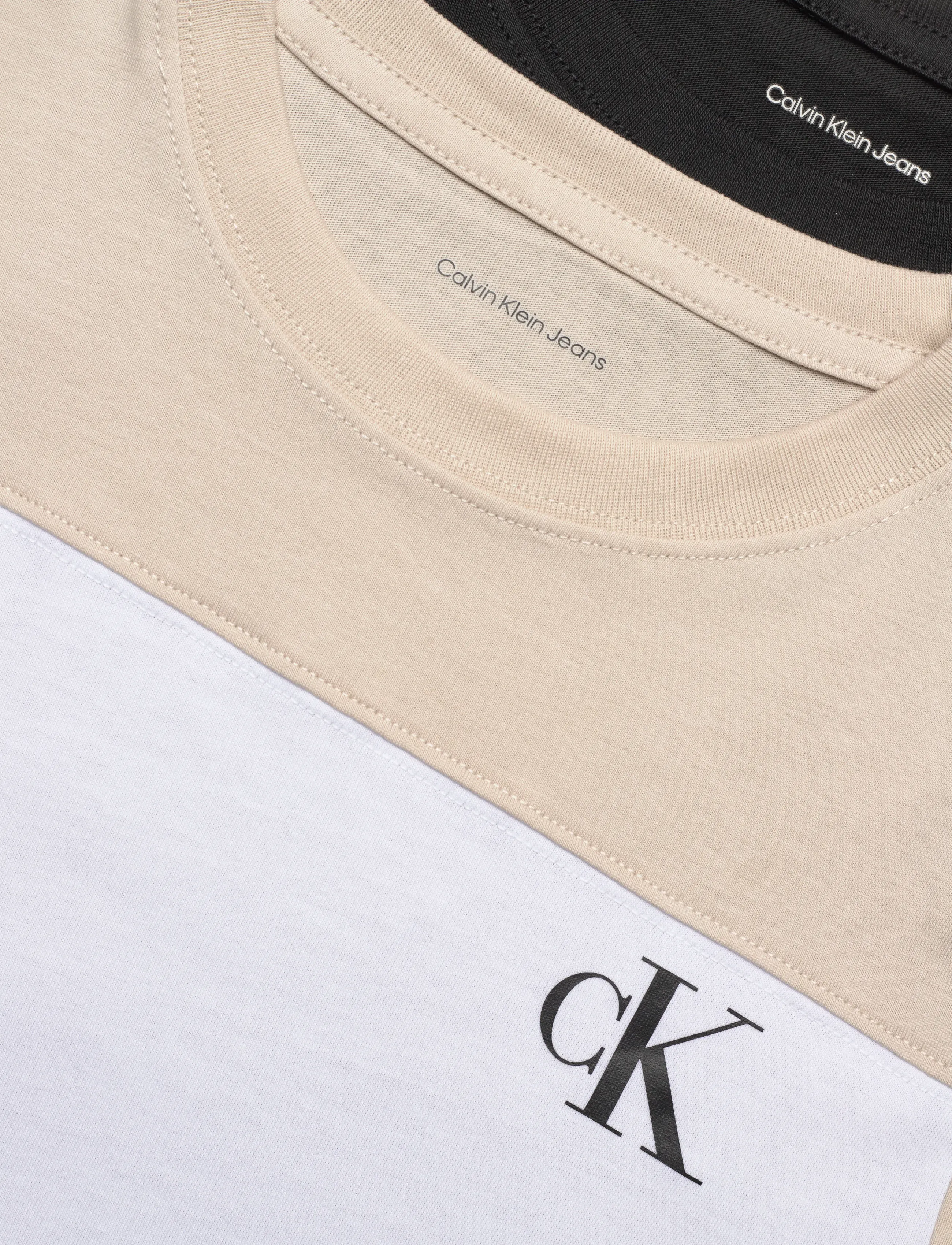 Calvin Klein - COLOR BLOCK 2-P T-SHIRTS - kortærmede t-shirts - oatmeal 13-0401 tcx - 5